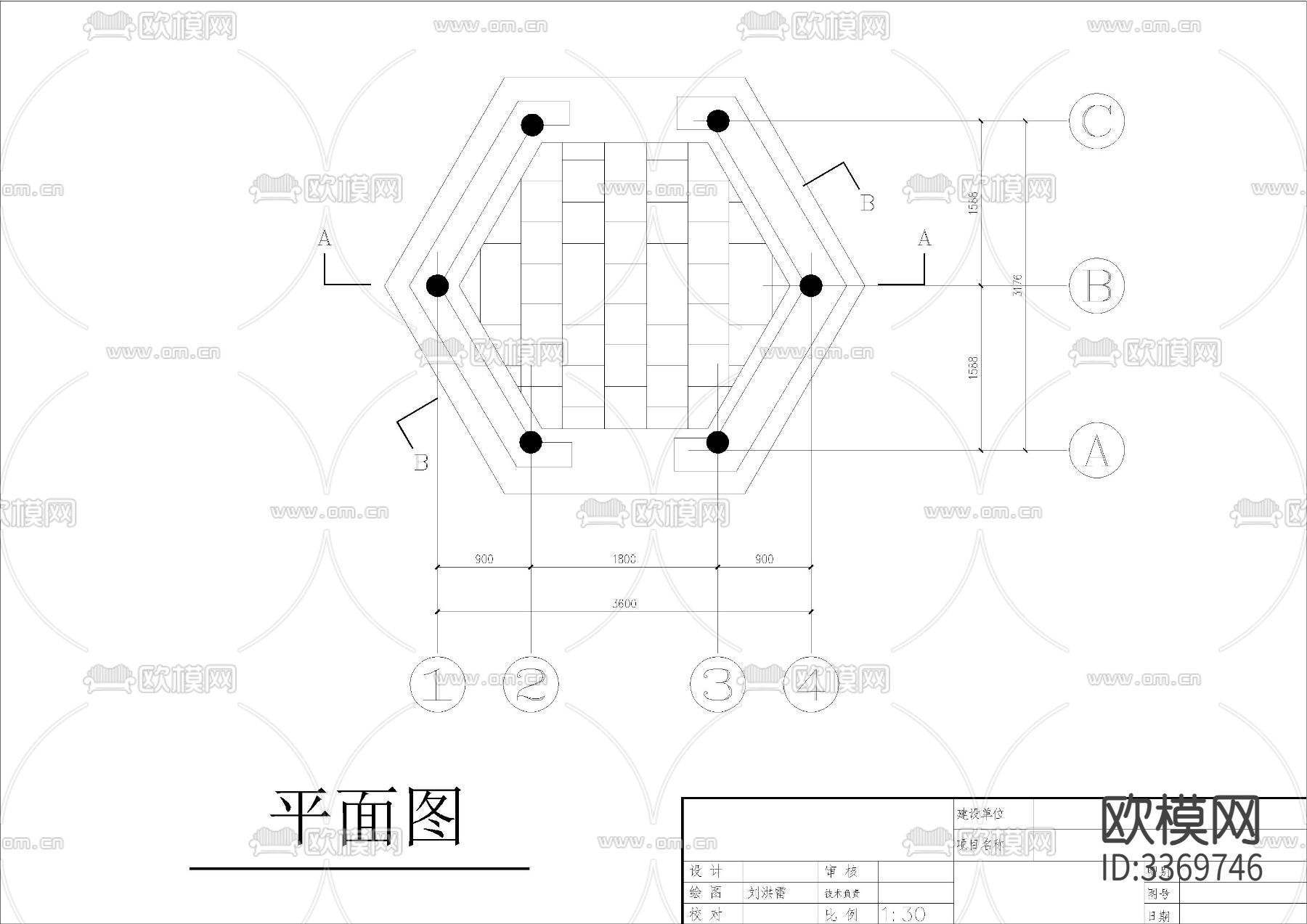 古建六角亭cad大样图下载（渲染图5）