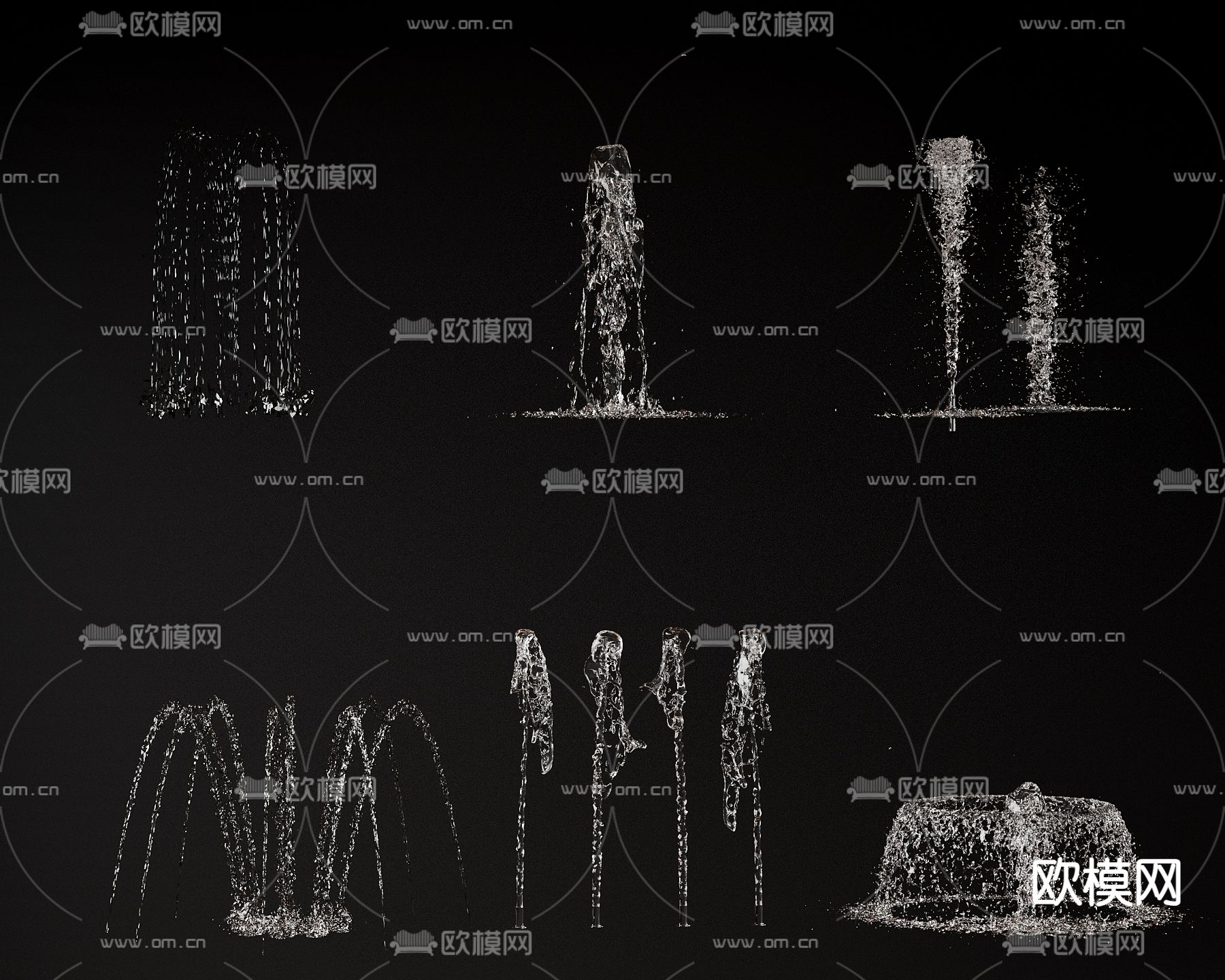 喷泉 流水 跌水3d模型下载