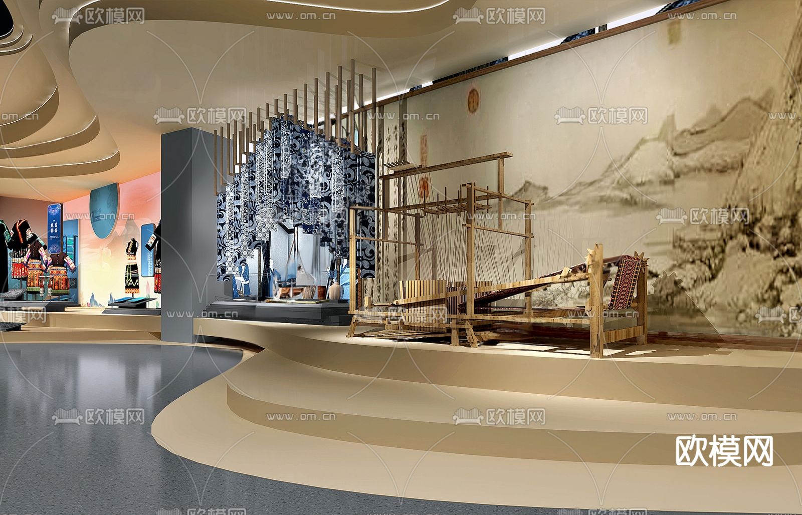 非遗博物馆 展厅su模型下载（渲染图2）