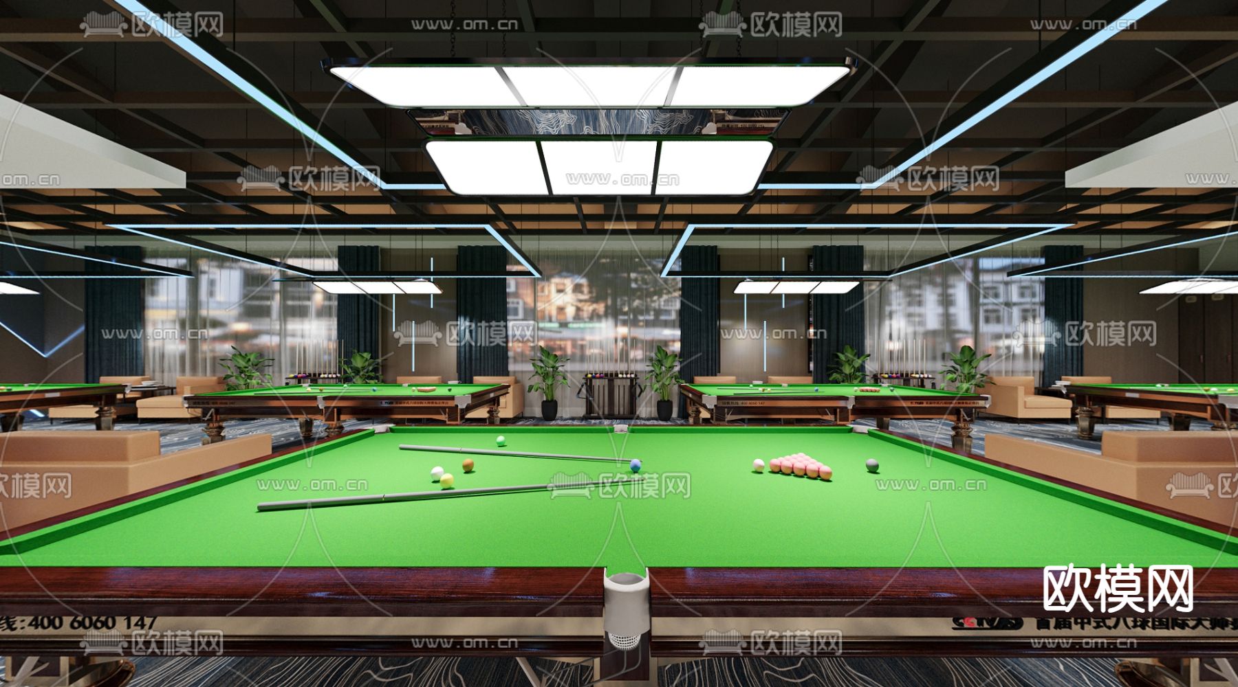 台球室 台球厅3d模型下载（渲染图4）