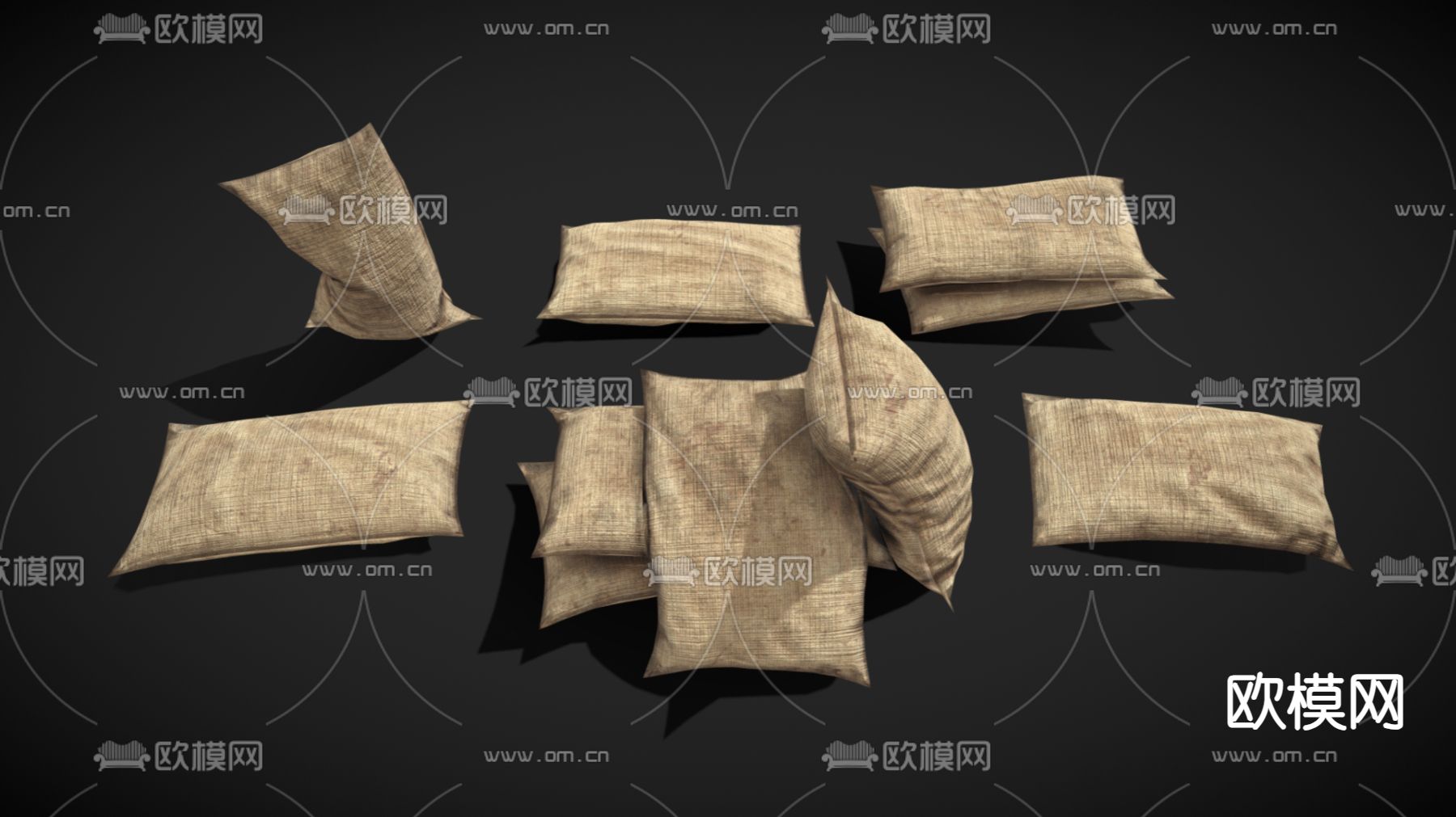 工业风麻袋 麻布3d模型下载（渲染图1）