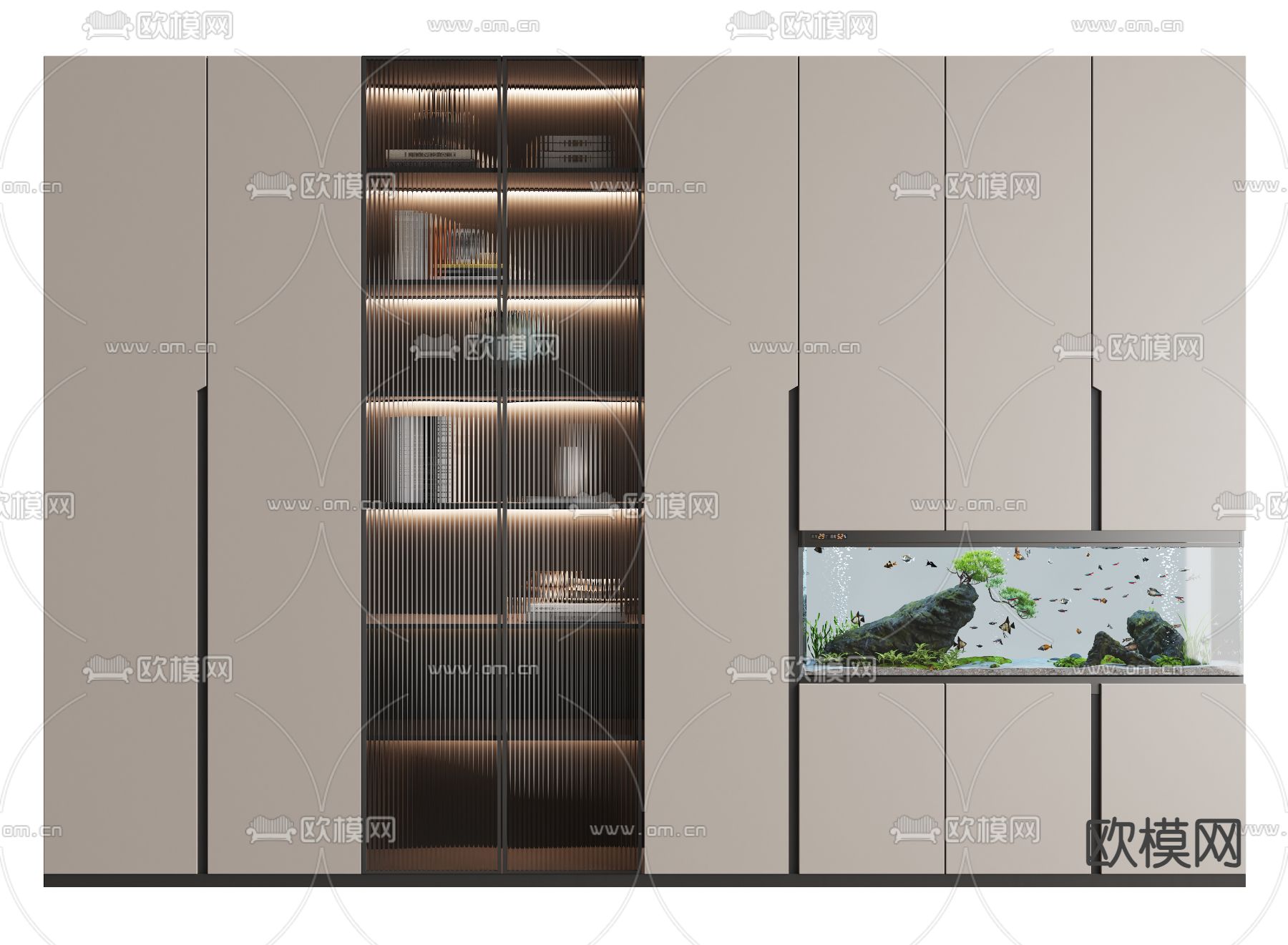 嵌入式鱼缸 鱼缸柜3d模型下载