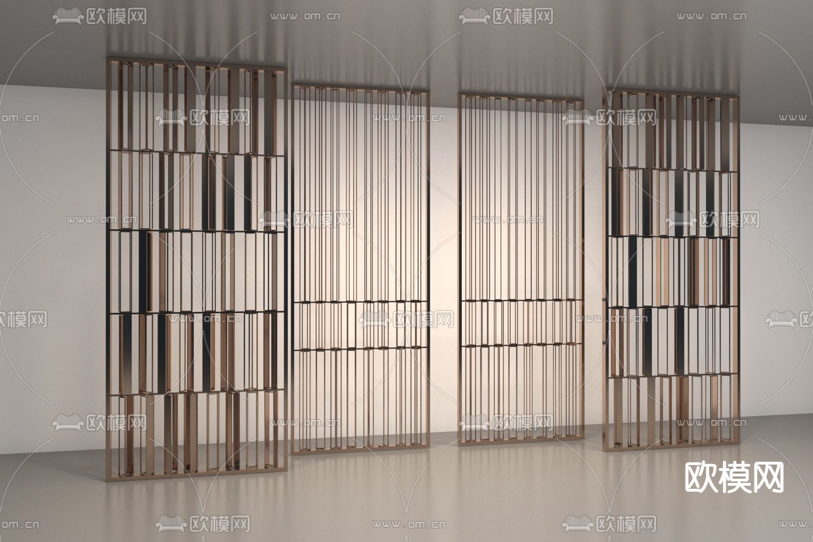 轻奢隔断 金属隔断3d模型下载（渲染图2）