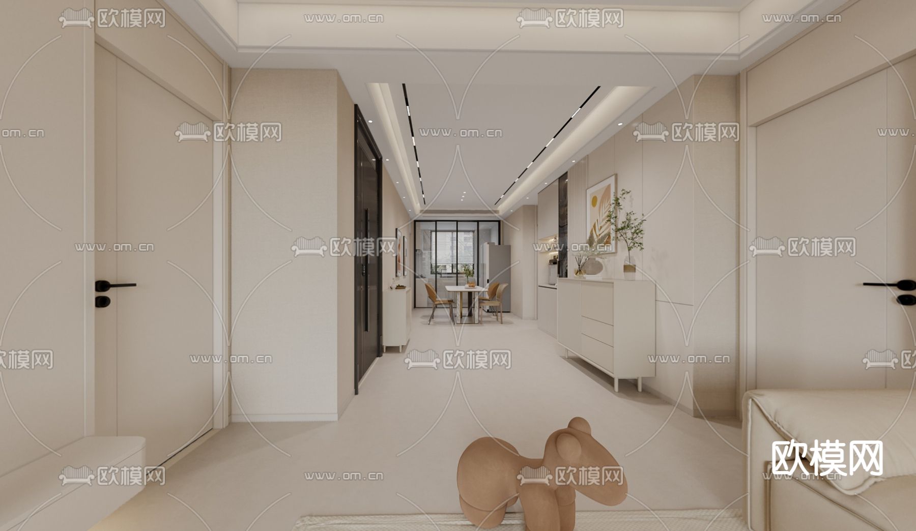 北欧客餐厅3d模型下载（渲染图3）