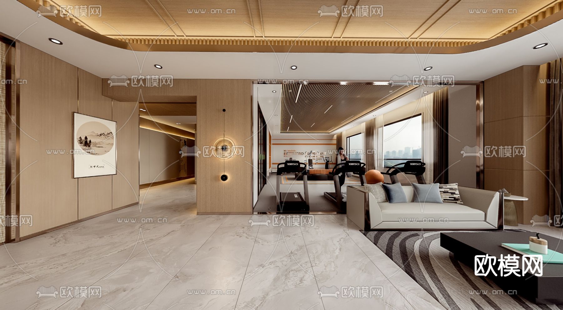 会所走廊 过道3d模型下载（渲染图5）