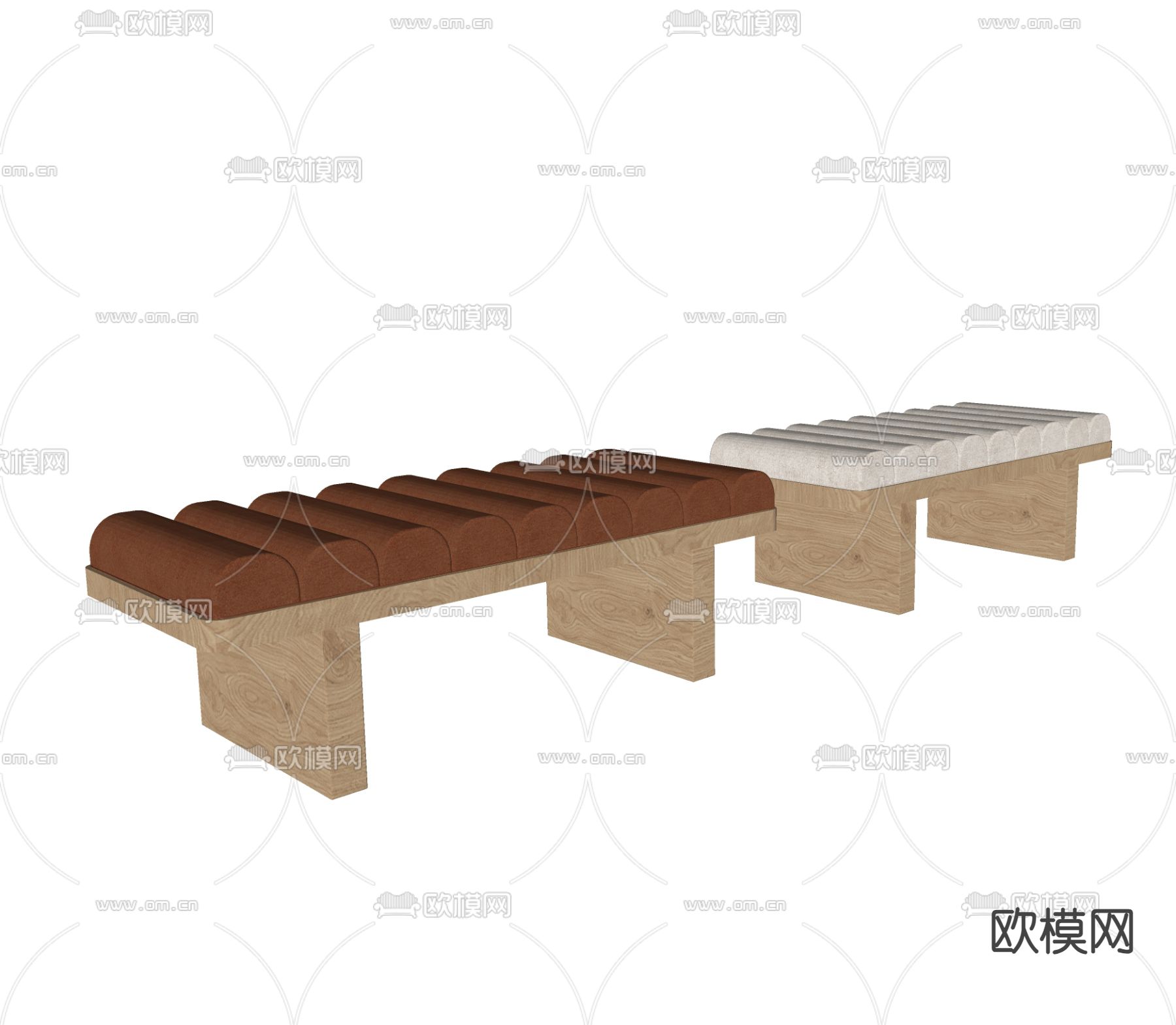 侘寂长凳 沙发凳su模型下载（渲染图1）