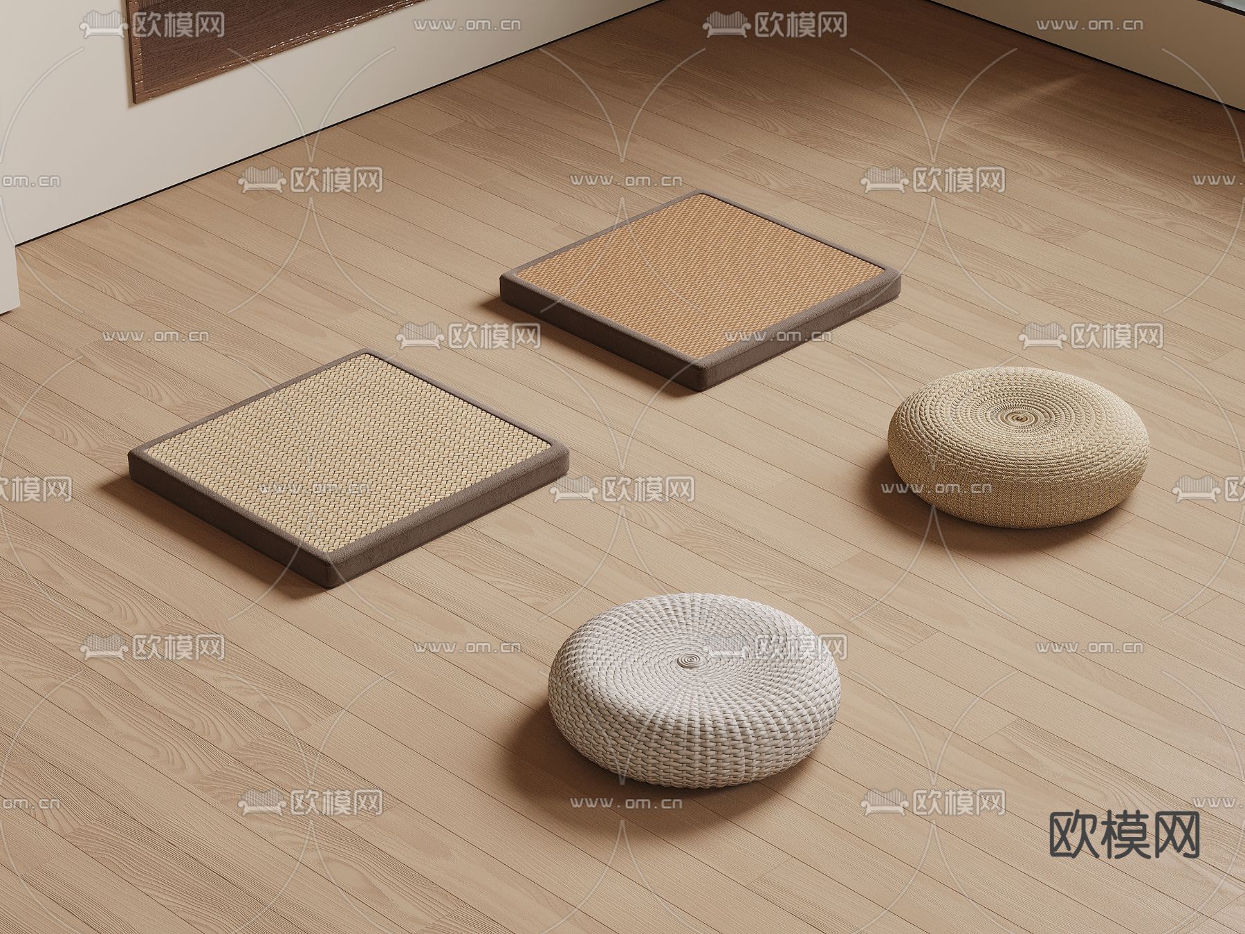 新中式蒲团 坐垫3d模型下载