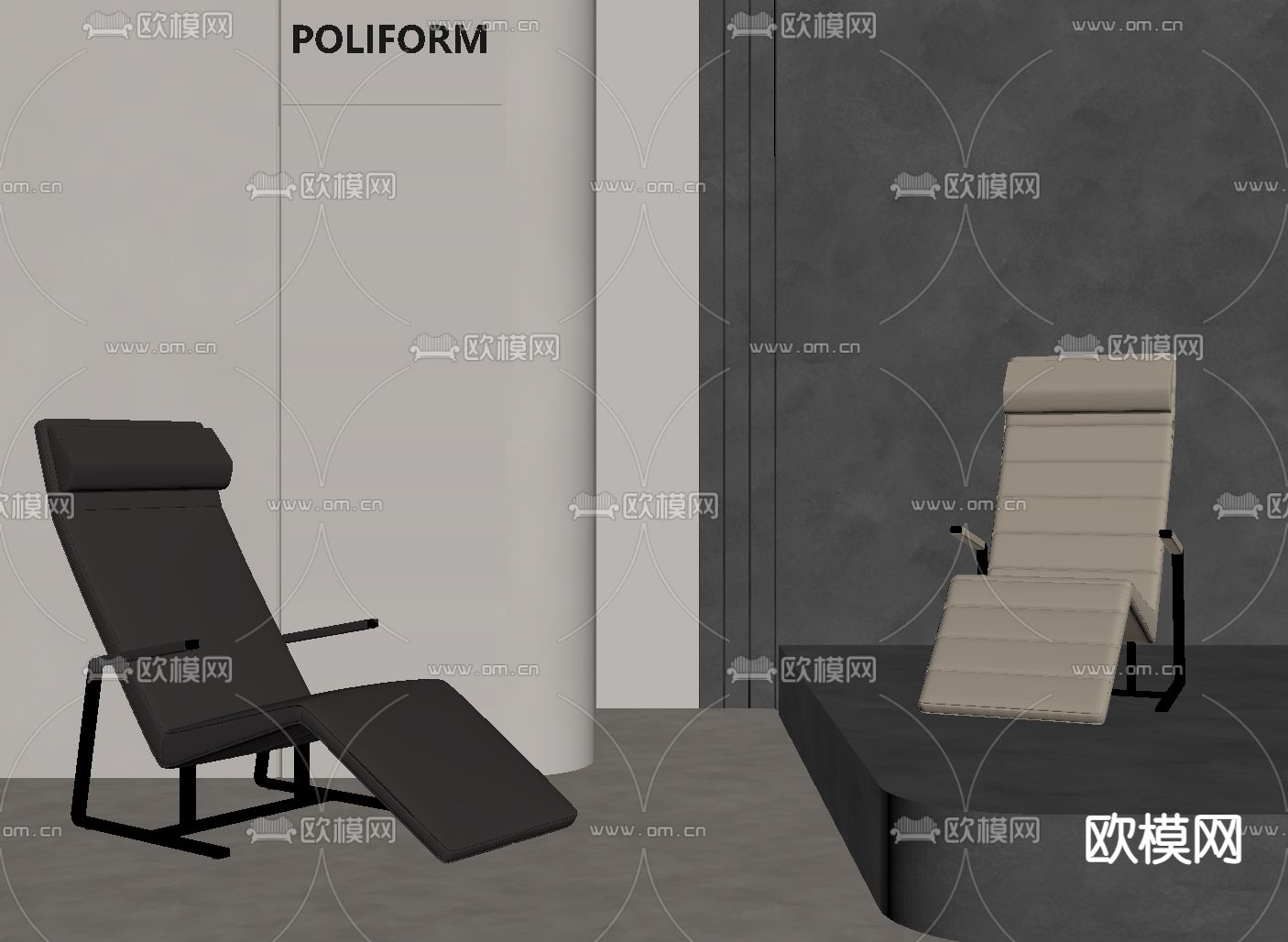 休闲椅 躺椅su模型下载（渲染图1）