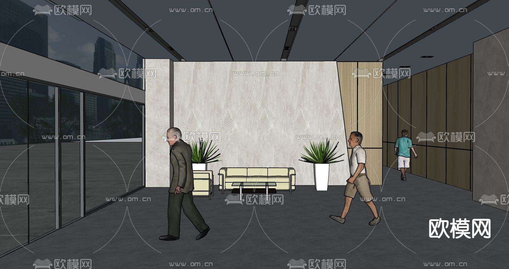 公司大厅su模型下载（渲染图1）