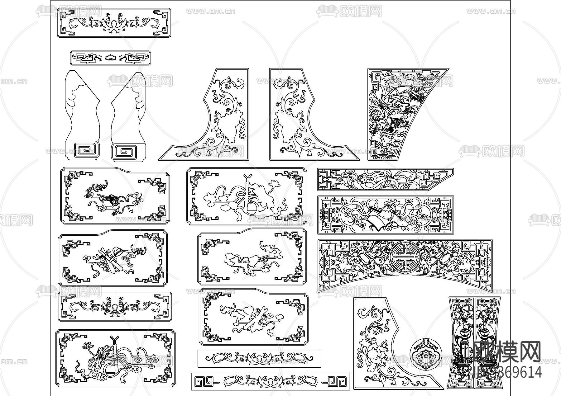 中式雕花素材cad图库下载（渲染图6）