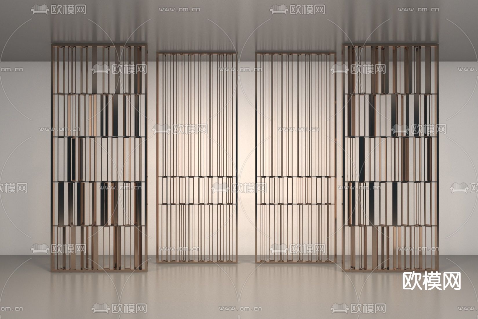 轻奢隔断 金属隔断3d模型下载（渲染图1）