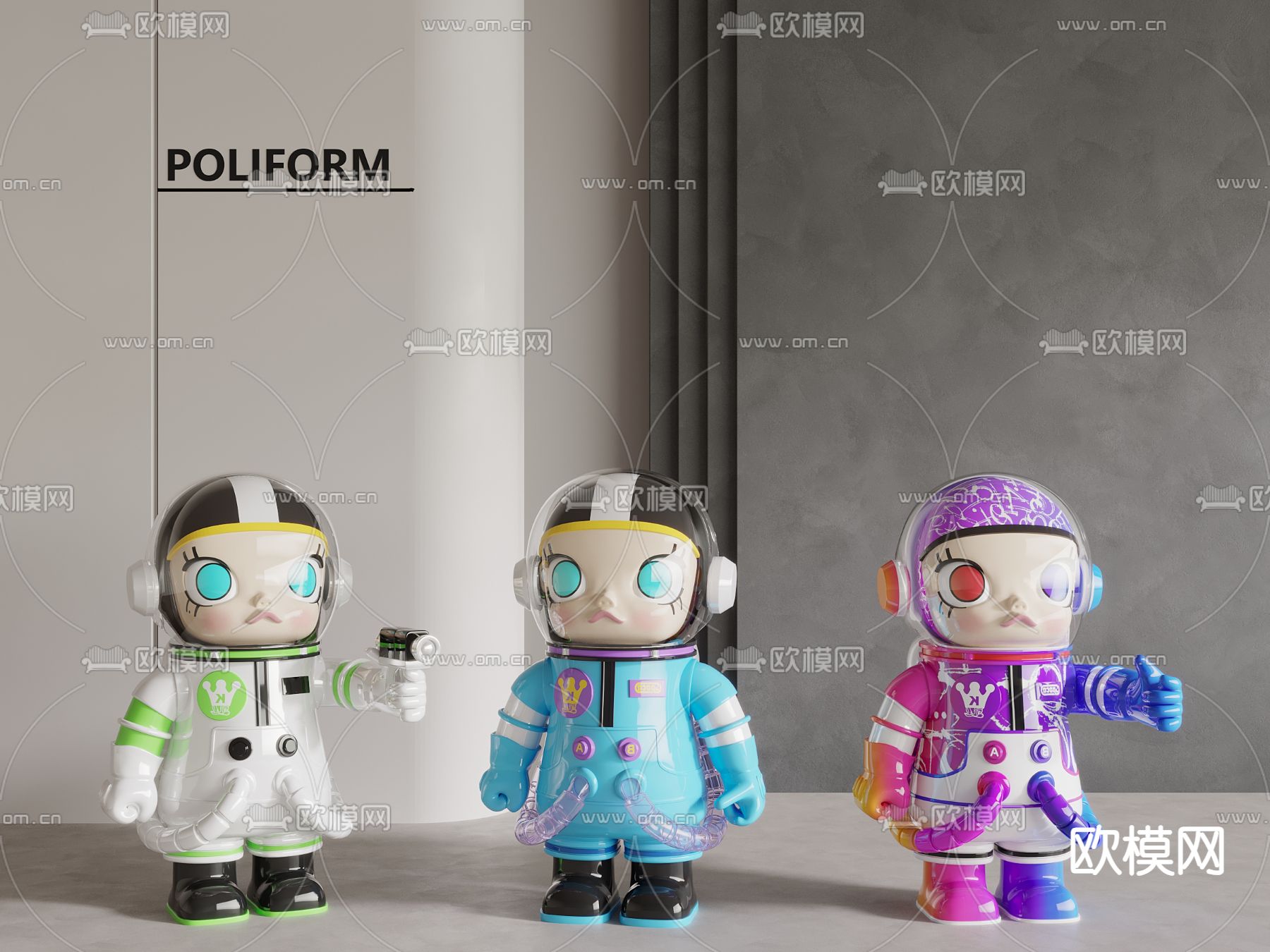 潮玩 玩偶 雕塑su模型下载（渲染图2）