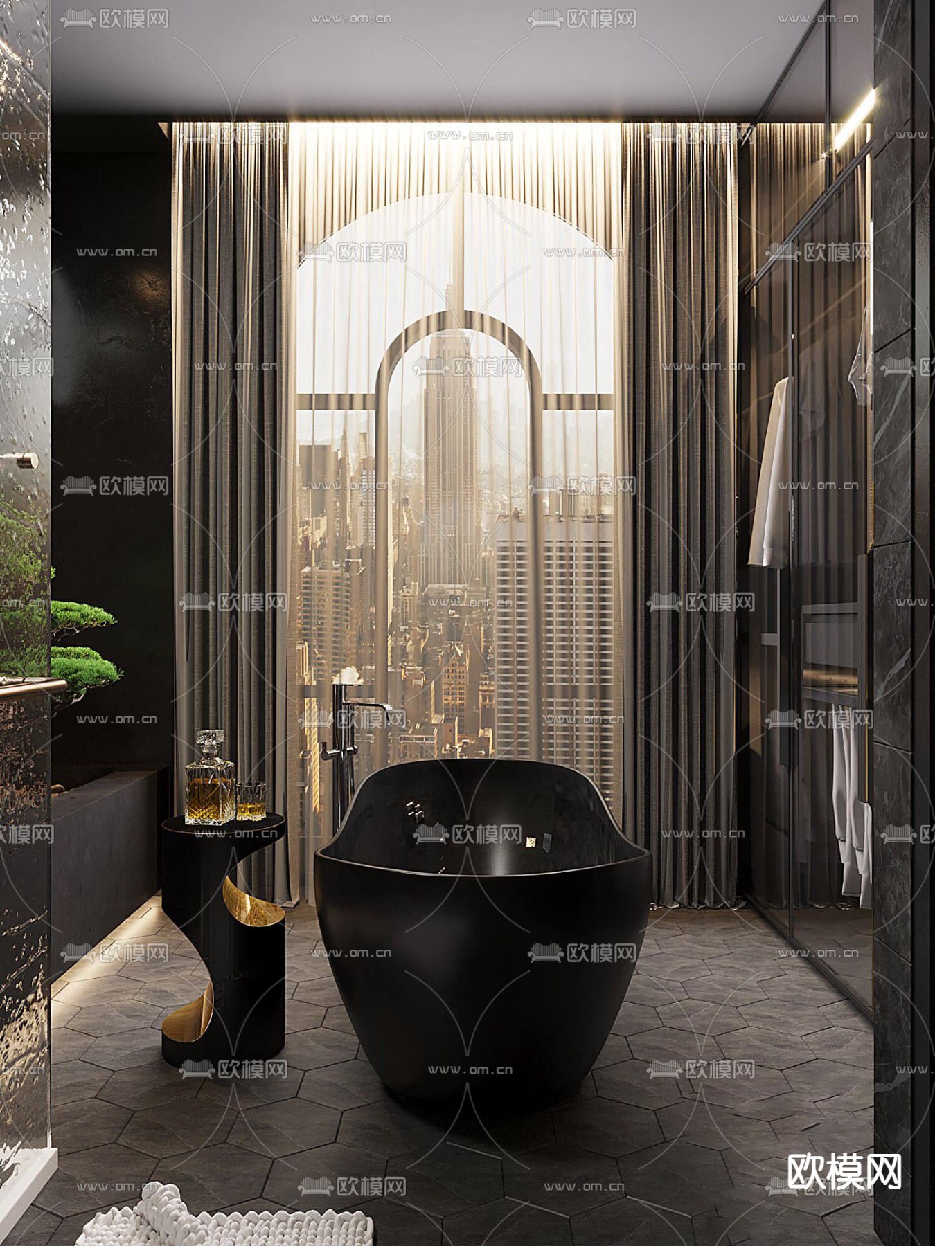 高级灰卫生间 浴室免费3d模型下载（渲染图3）