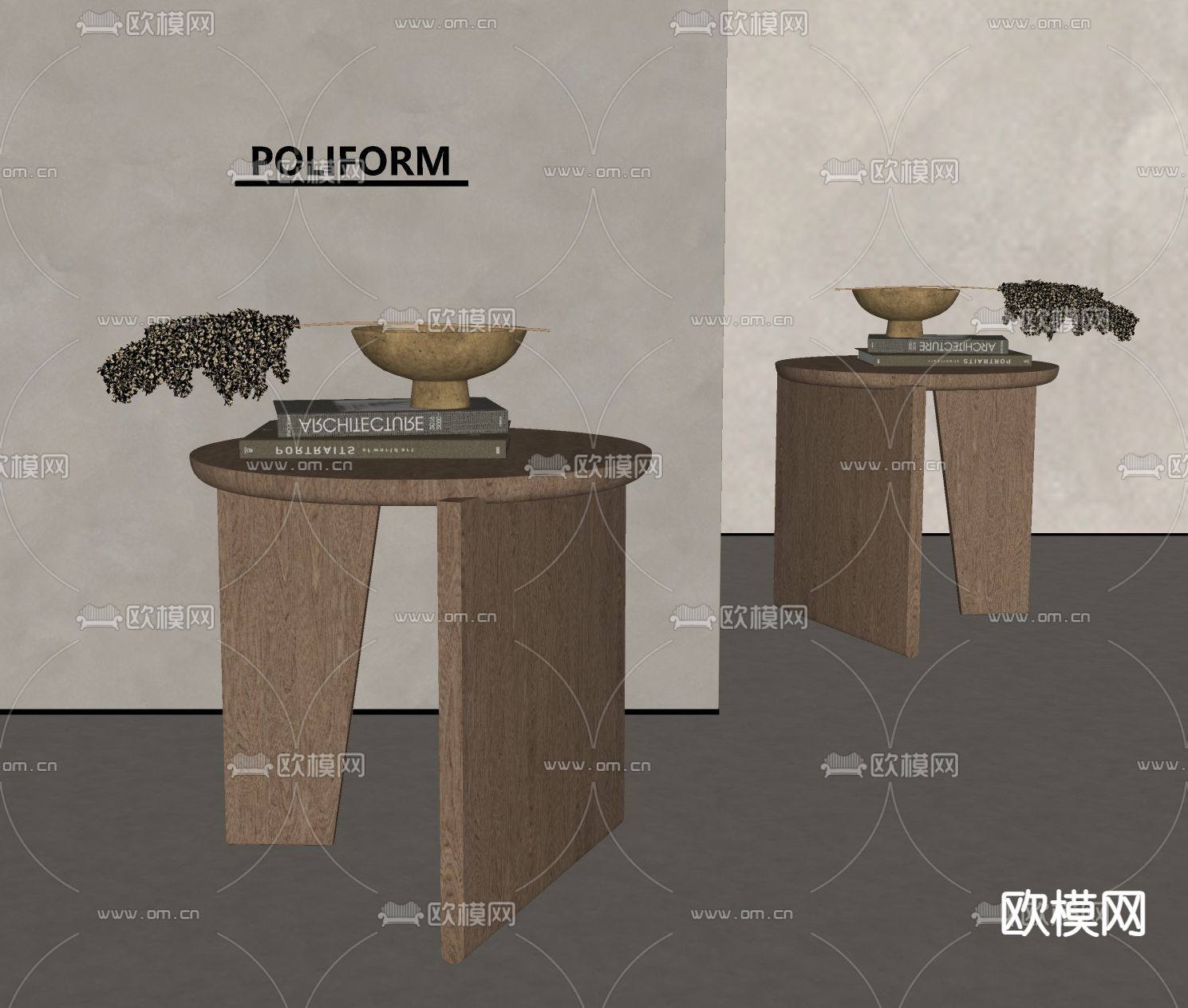 poliform 边几 圆几su模型下载（渲染图1）