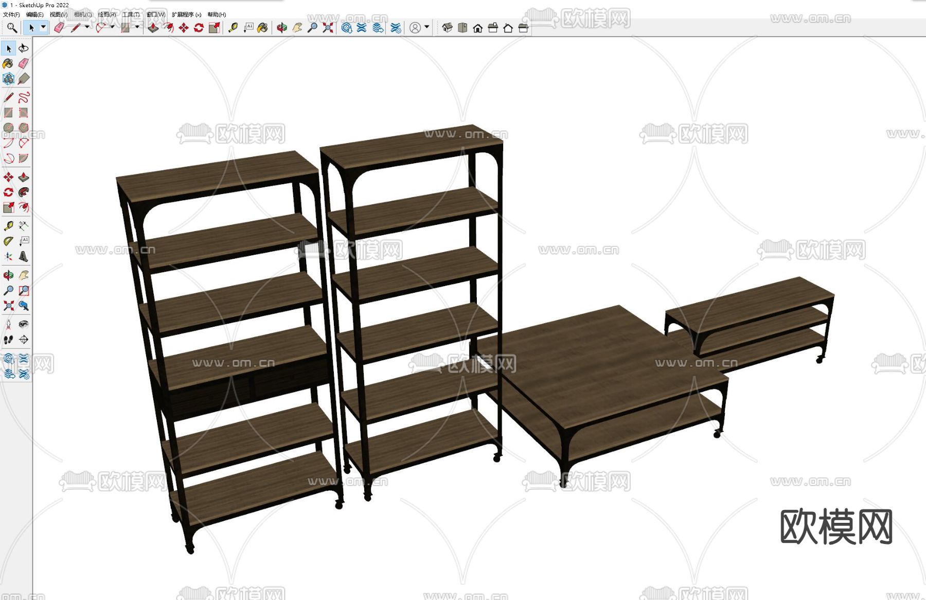 工业风置物架 货架 展示架su模型下载（渲染图1）