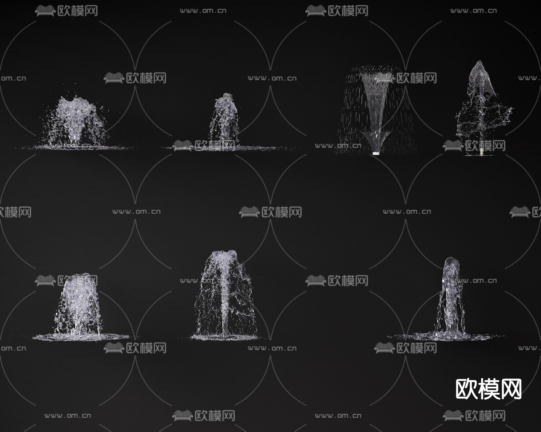 喷泉 流水 跌水3d模型下载