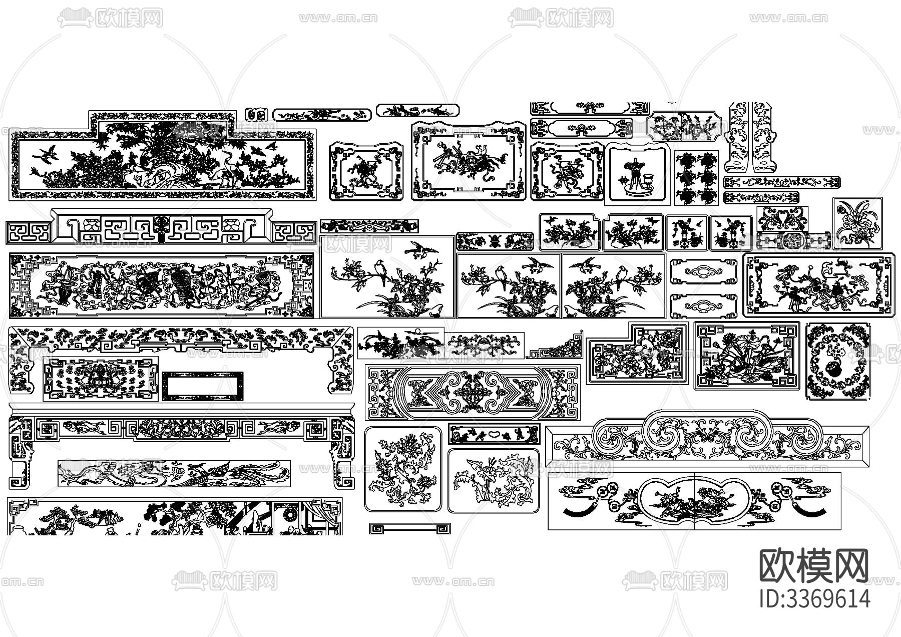 中式雕花素材cad图库下载（渲染图4）