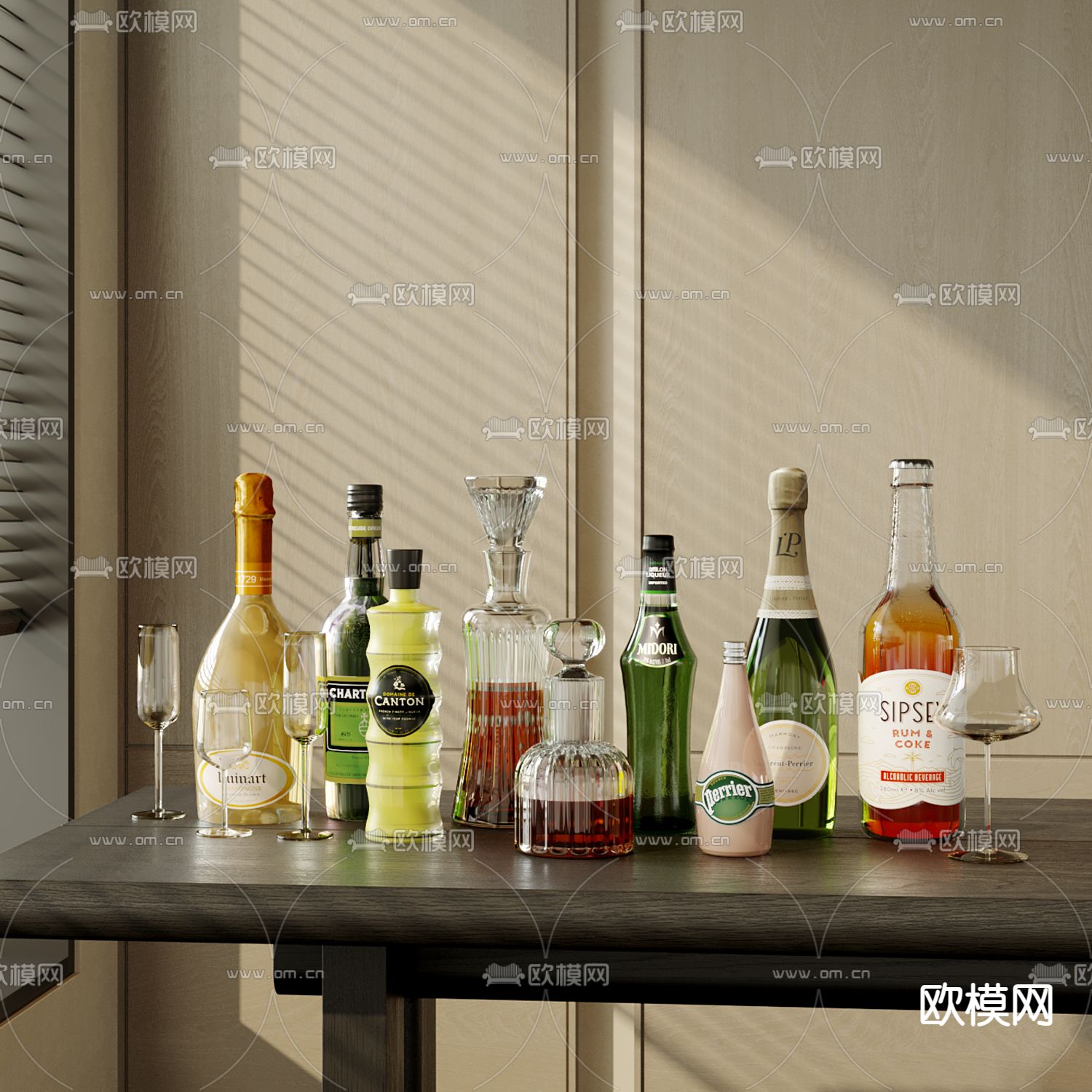 红酒 洋酒 酒水3d模型下载