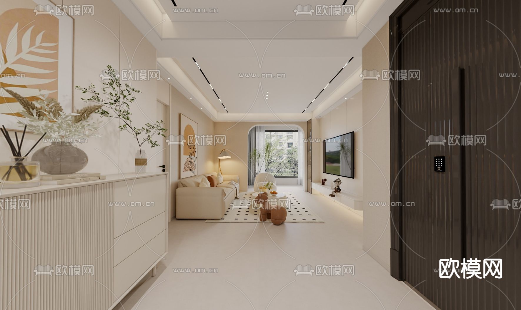 北欧客餐厅3d模型下载（渲染图1）