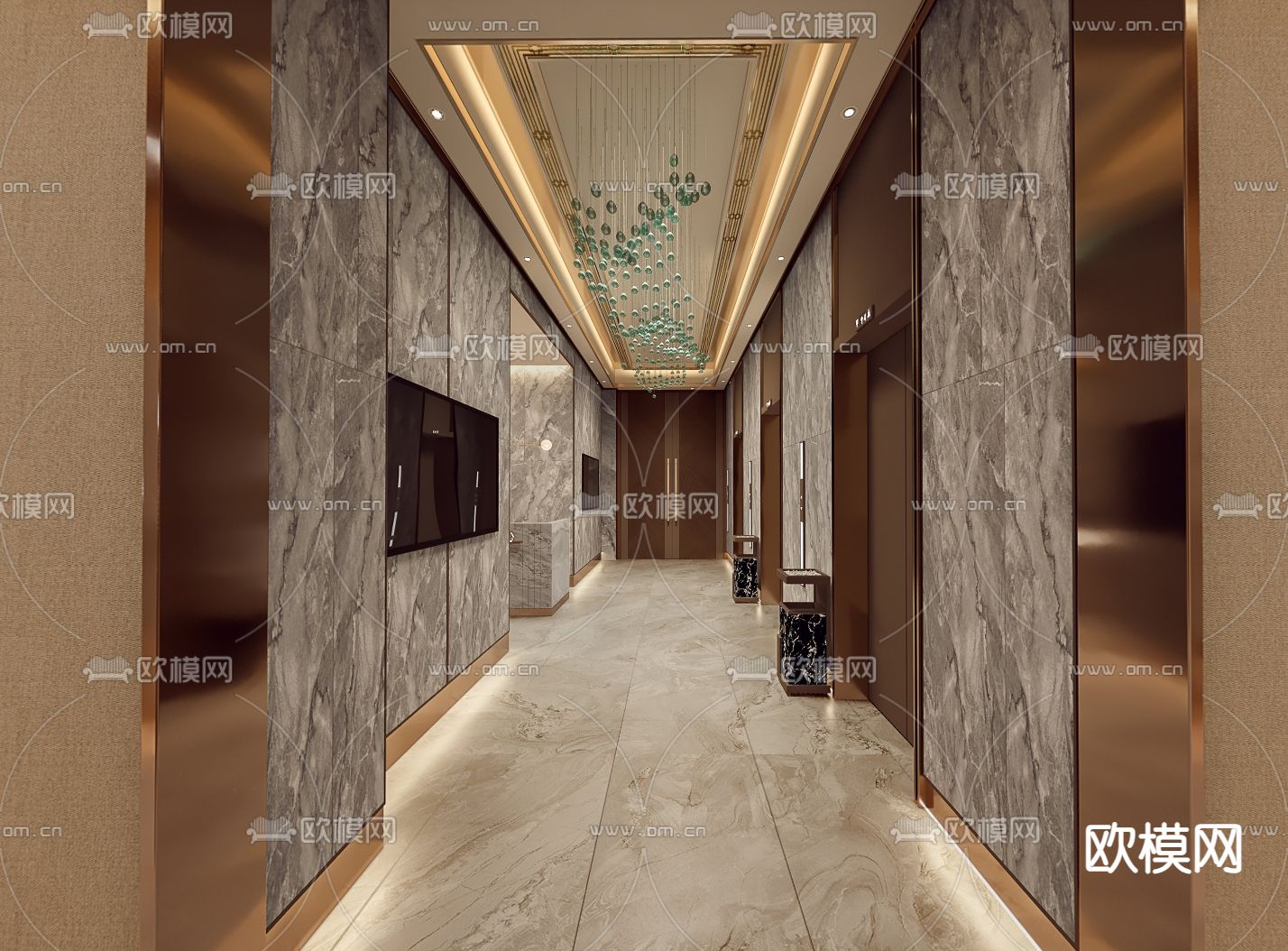 会所走廊 过道3d模型下载（渲染图1）