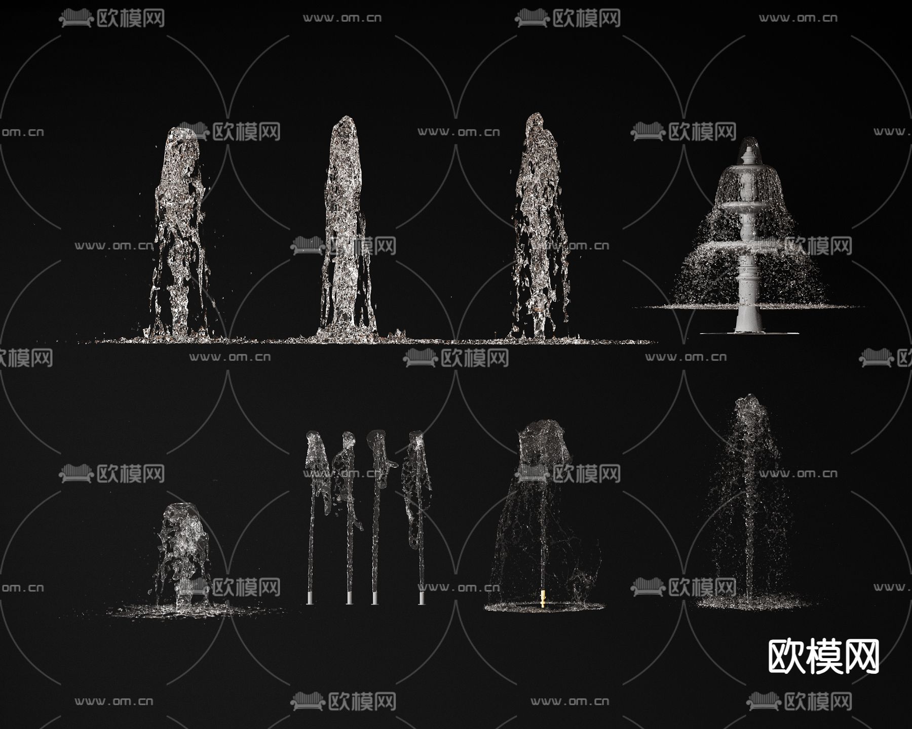喷泉 流水 跌水3d模型下载