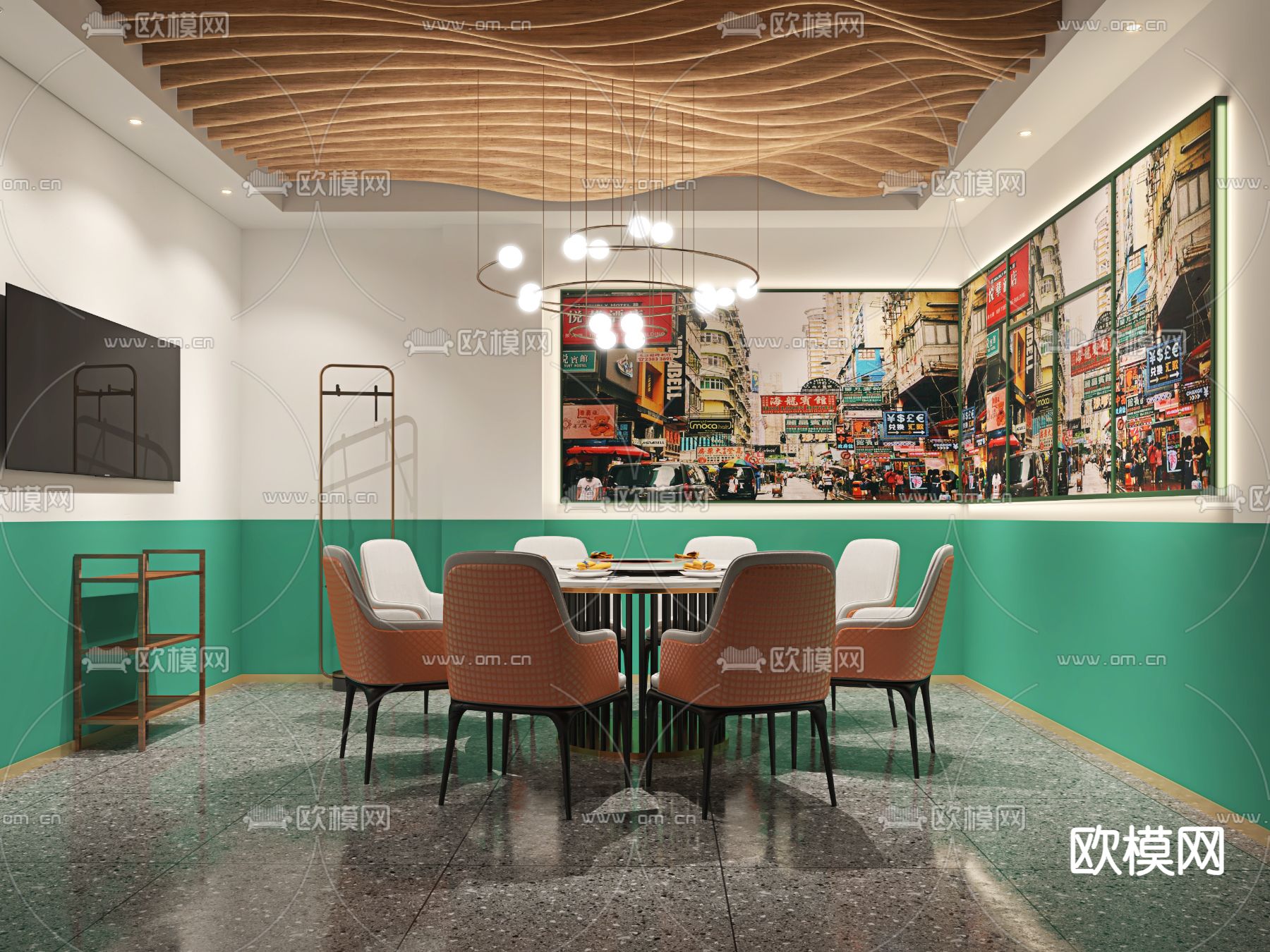 民国风火锅店 包间 包房3d模型下载