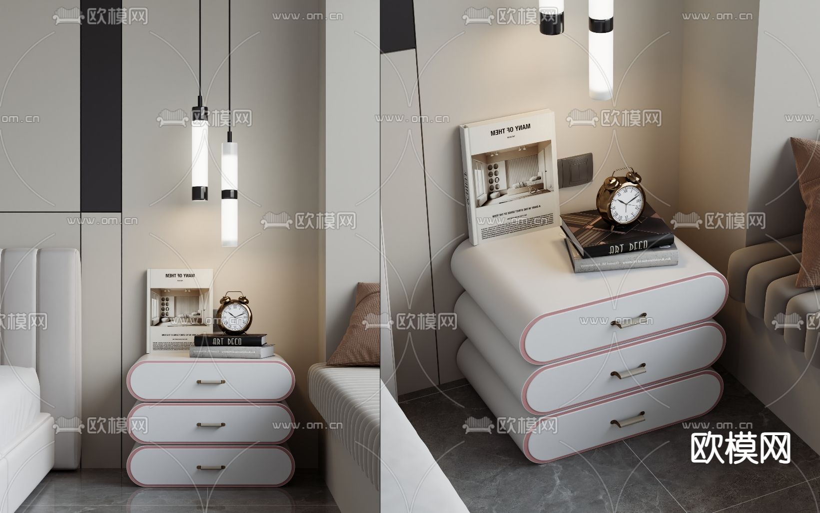 现代床头柜su模型下载（渲染图4）