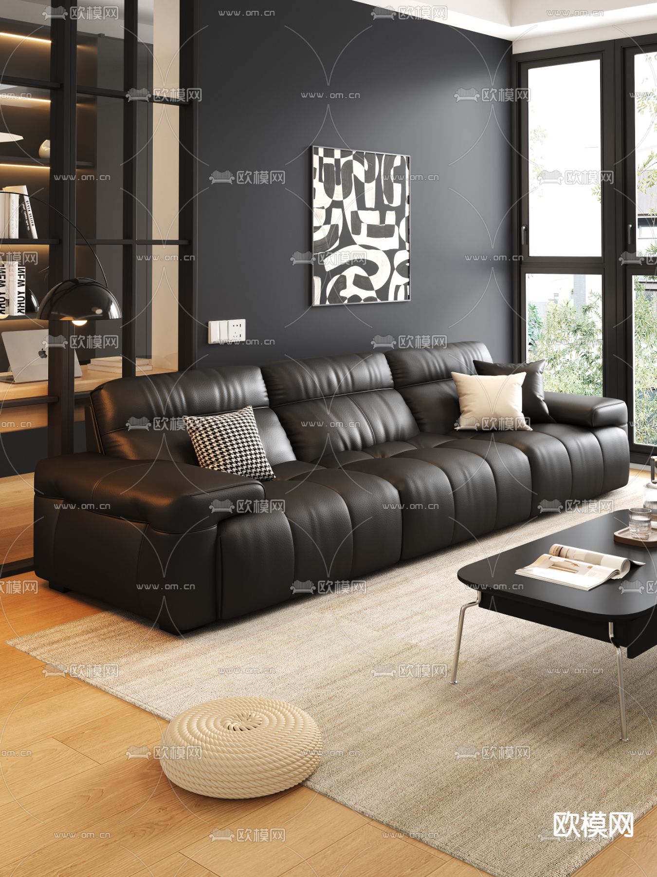 中古风沙发 三人沙发3d模型下载