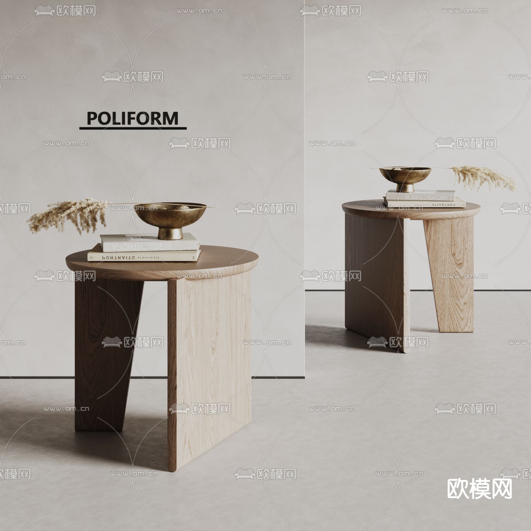 poliform 边几 圆几su模型下载（渲染图2）