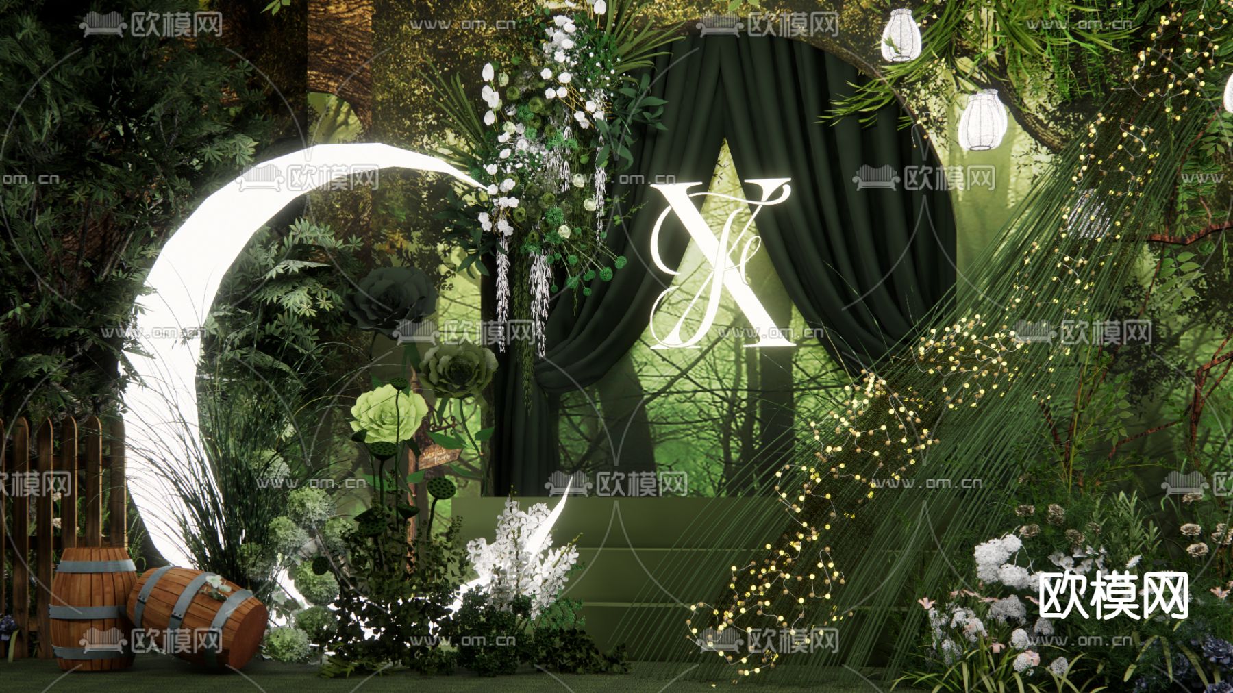 森系主舞台 婚礼场景su模型下载（渲染图5）