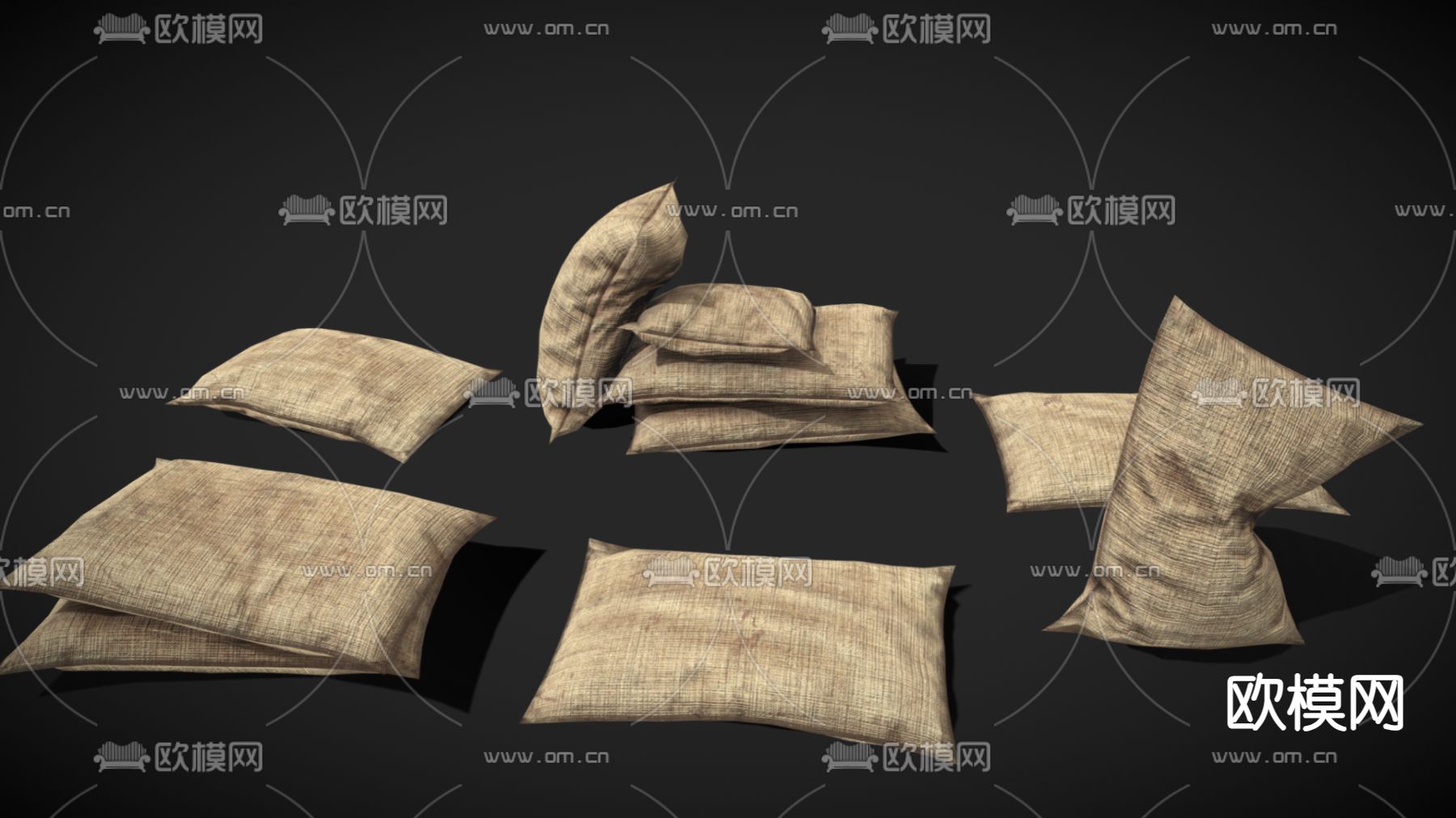 工业风麻袋 麻布3d模型下载（渲染图3）