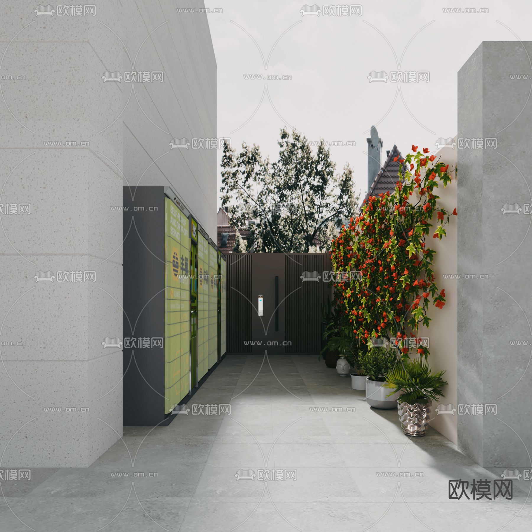 住宅楼入户门 公寓楼 门廊过道3d模型下载