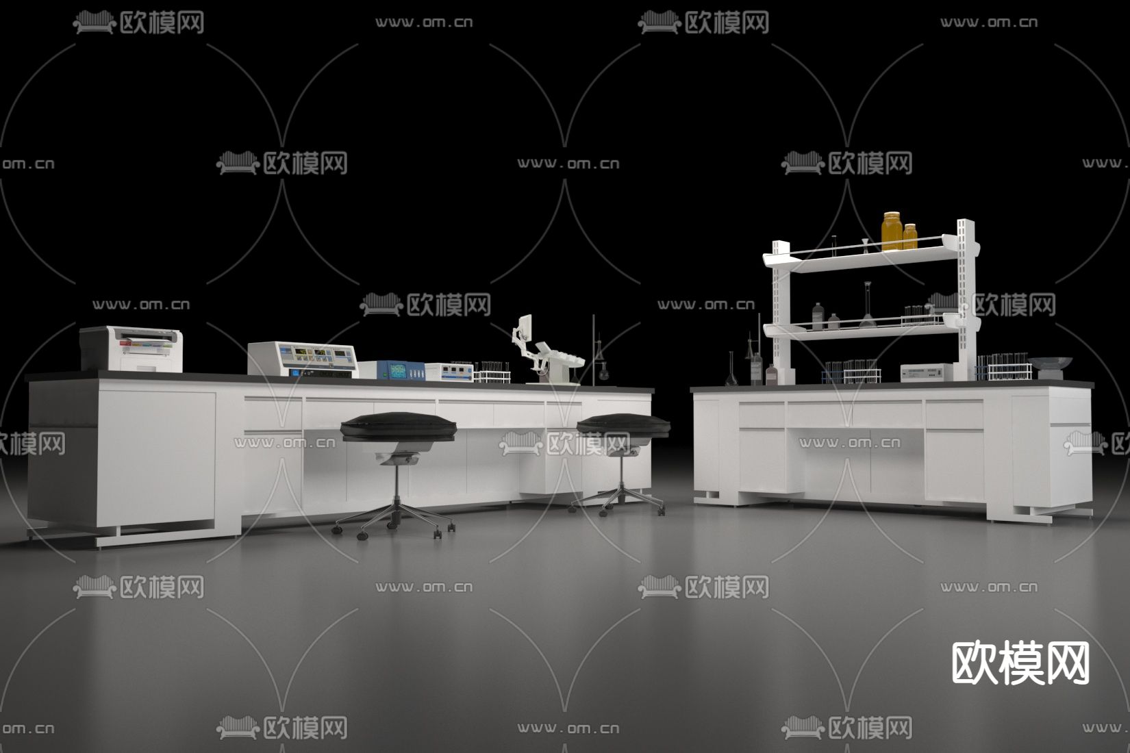 展柜 实验台3d模型下载（渲染图2）