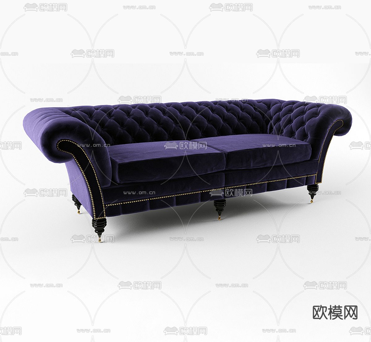 简欧双人沙发3d模型下载