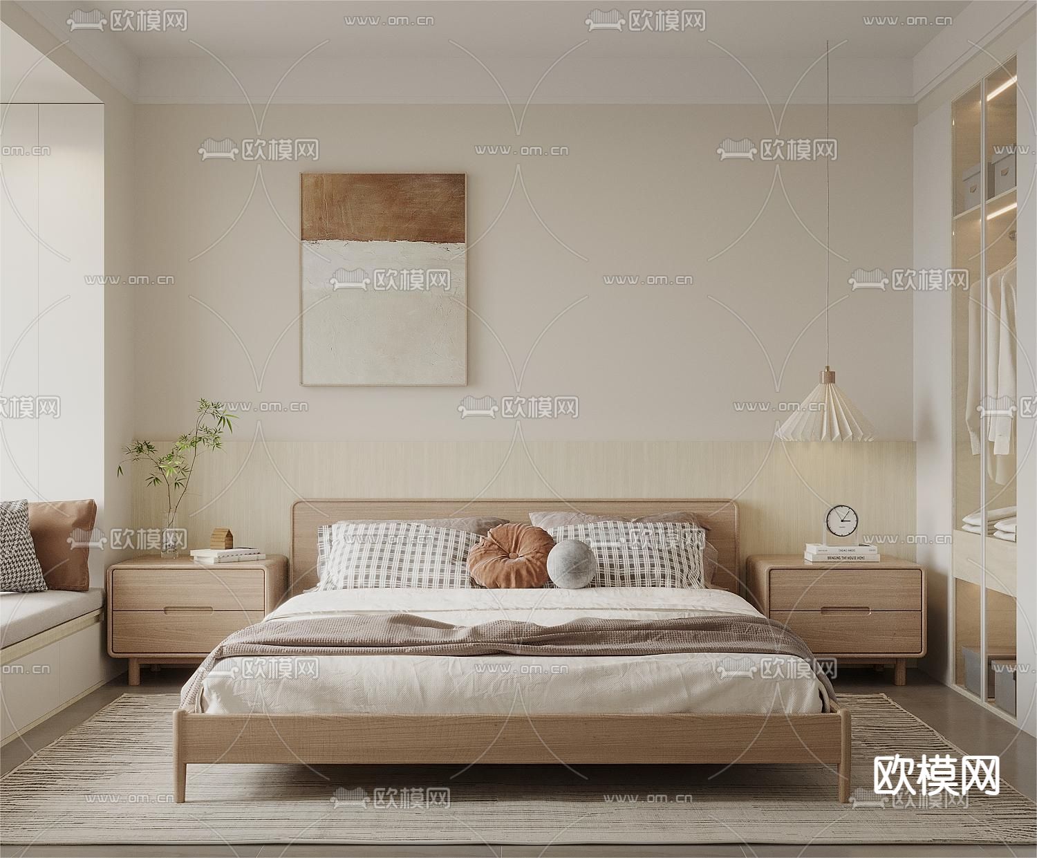 原木风卧室 主卧3d模型下载