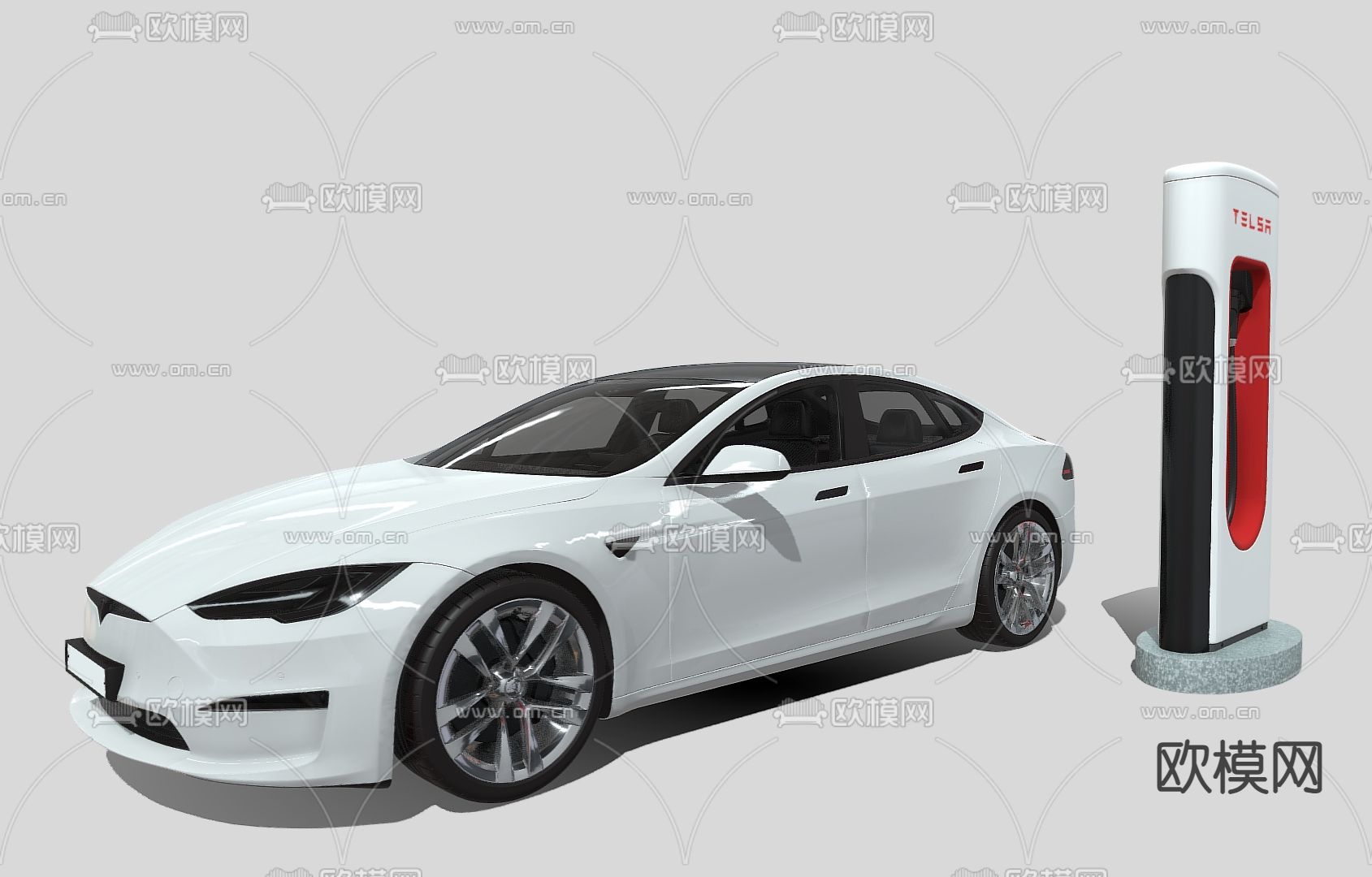 现代充电桩 充电站3d模型下载（渲染图2）