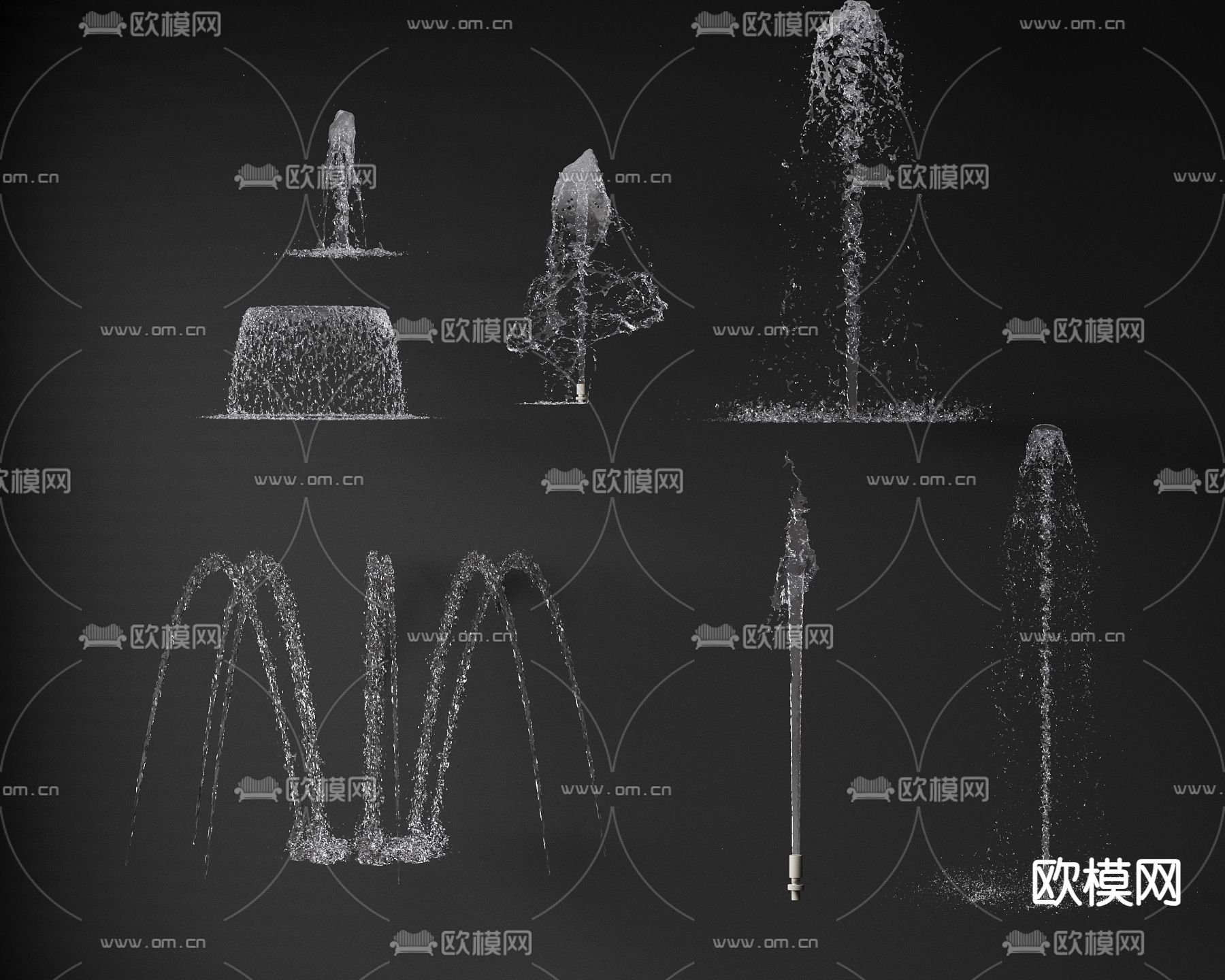 喷泉 流水 跌水3d模型下载