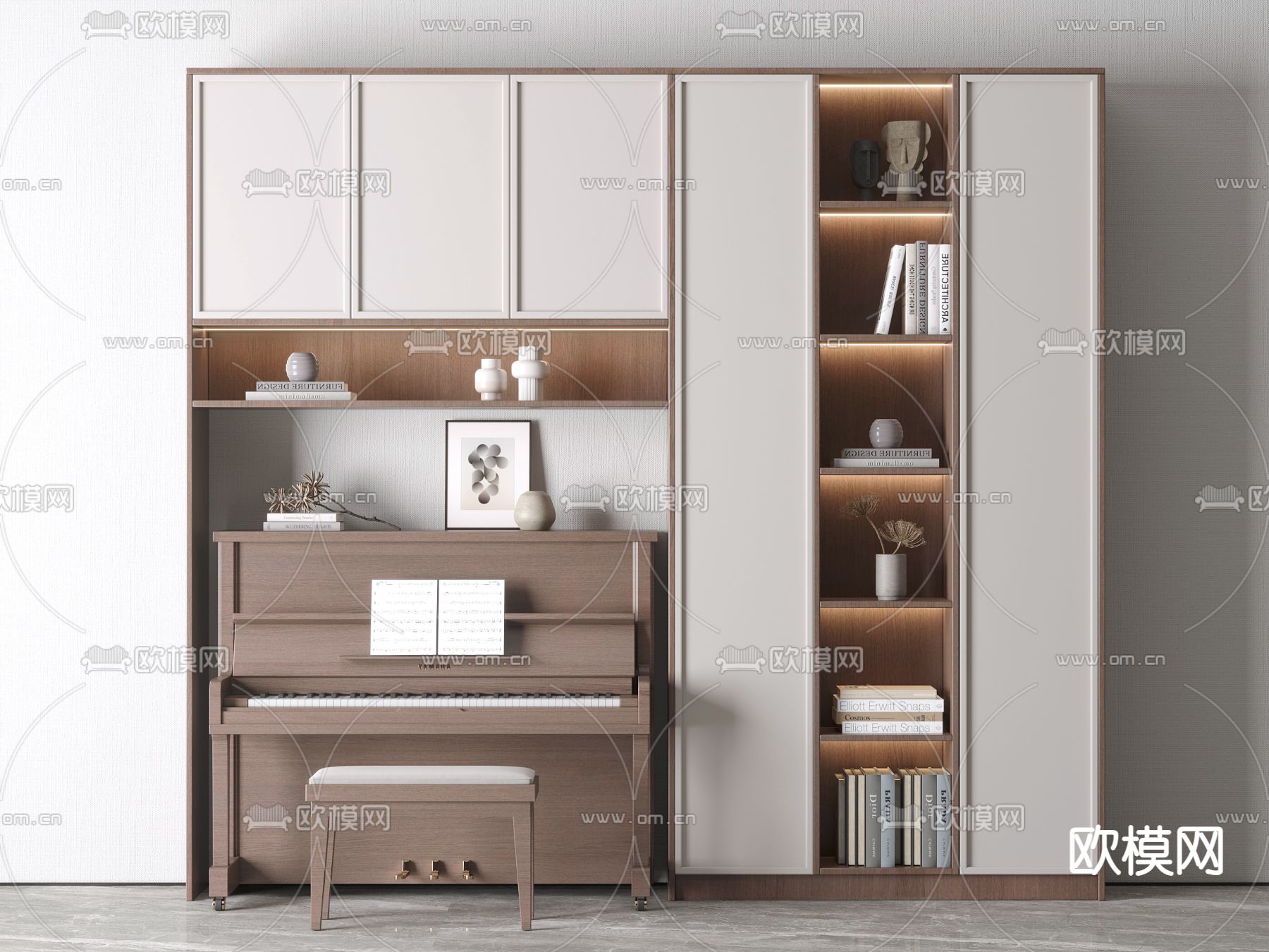 中古风钢琴su模型下载（渲染图2）