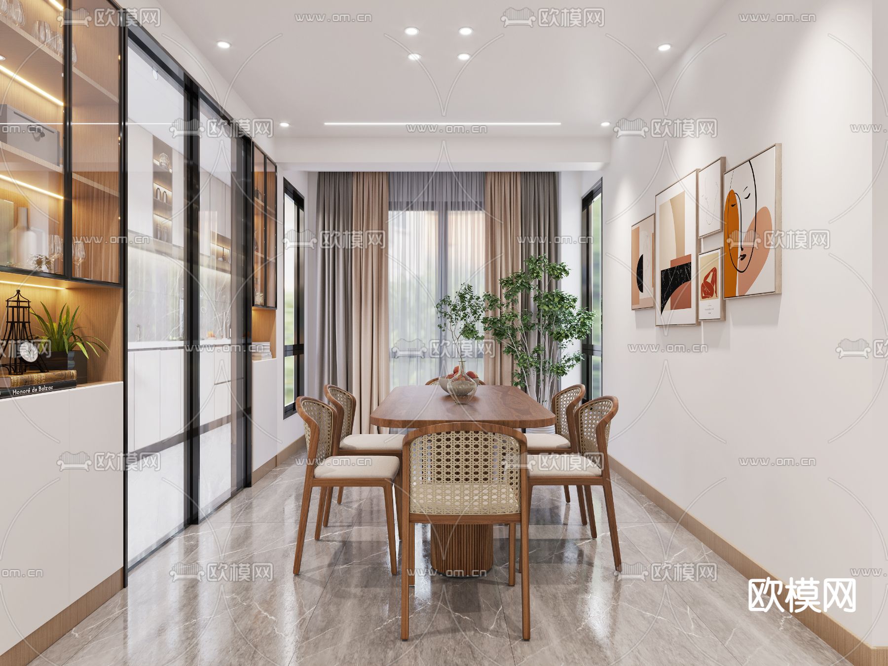 北欧客餐厅3d模型下载（渲染图1）
