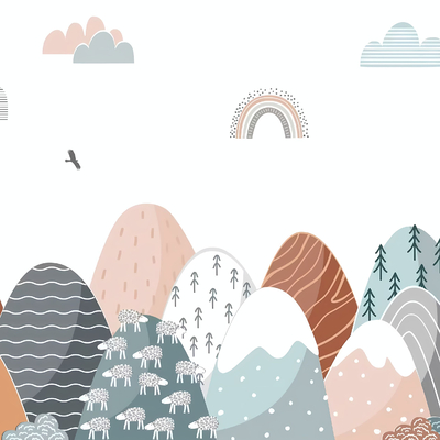  儿童壁纸壁画 现代卡通儿童房壁纸贴图 