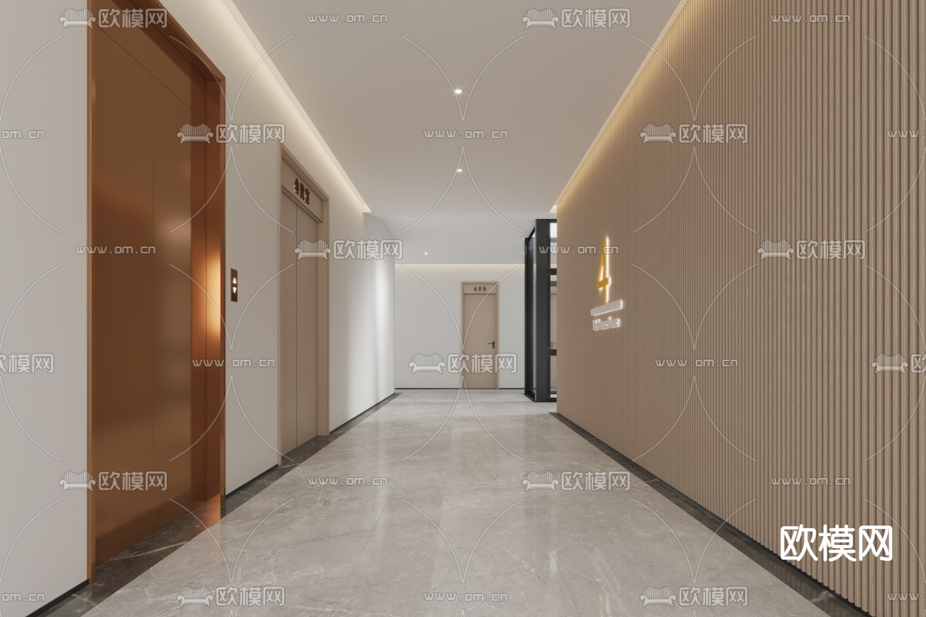 办公室电梯厅3d模型下载