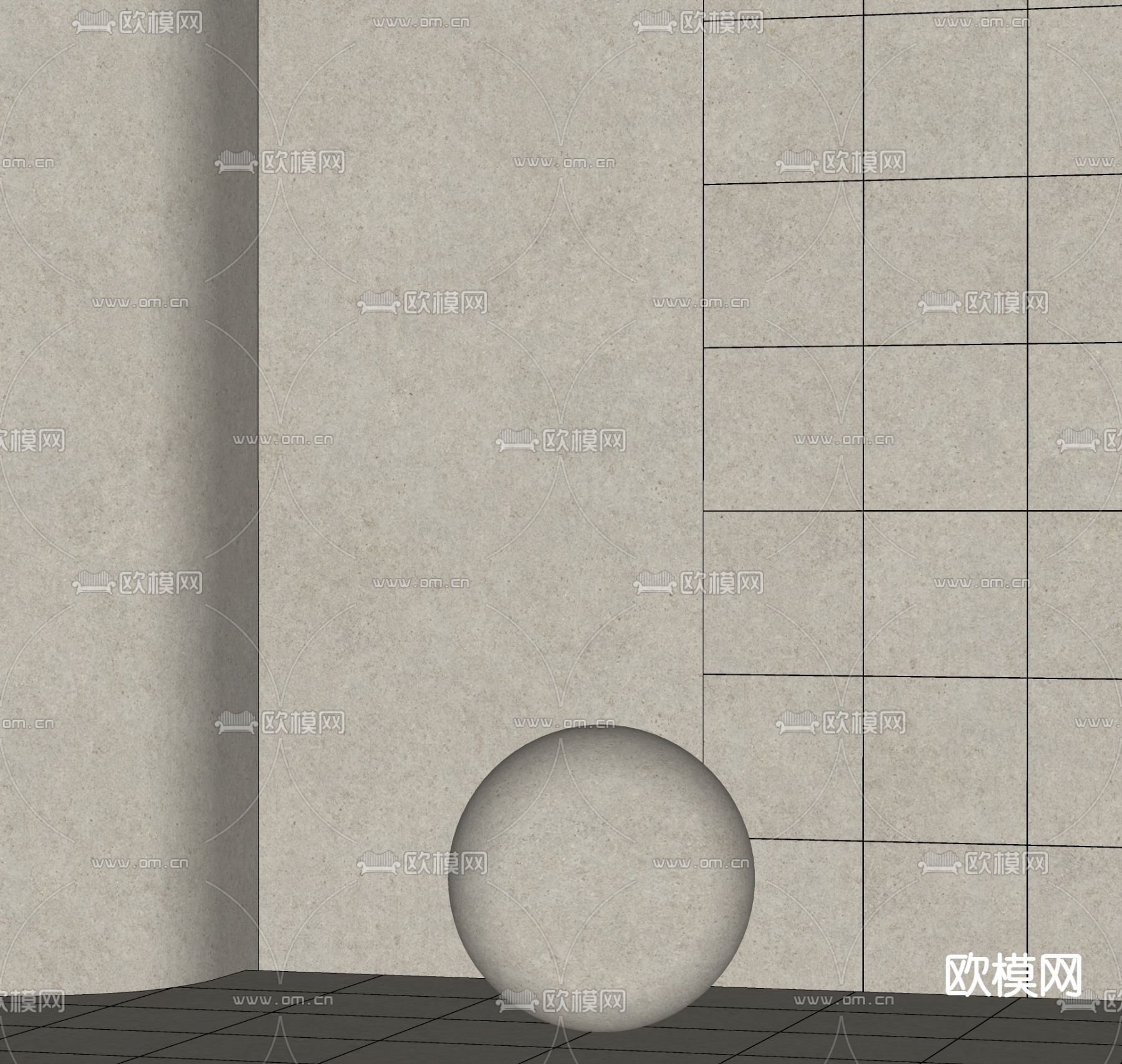 水泥砖墙面 石材墙面su模型