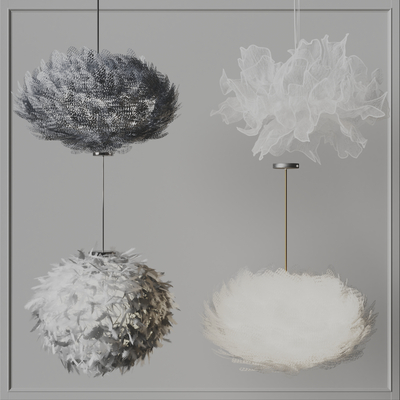  羽毛吊灯 装饰吊灯su模型 