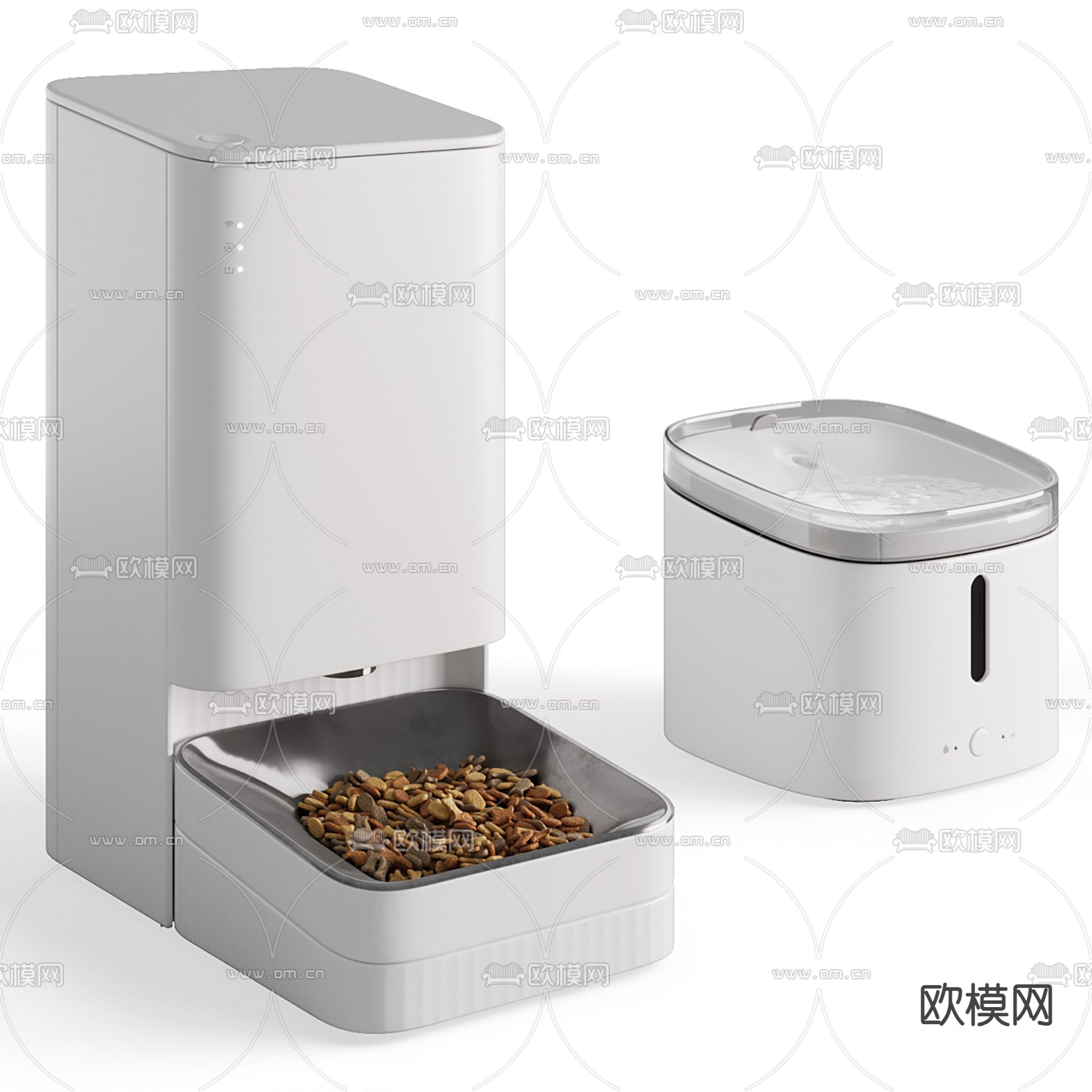 宠物用品 喂粮器 饮水机3d模型下载（渲染图1）
