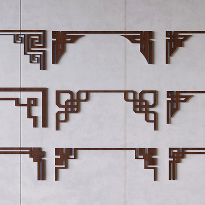  中式雕花 角花 镂空雕花su模型 