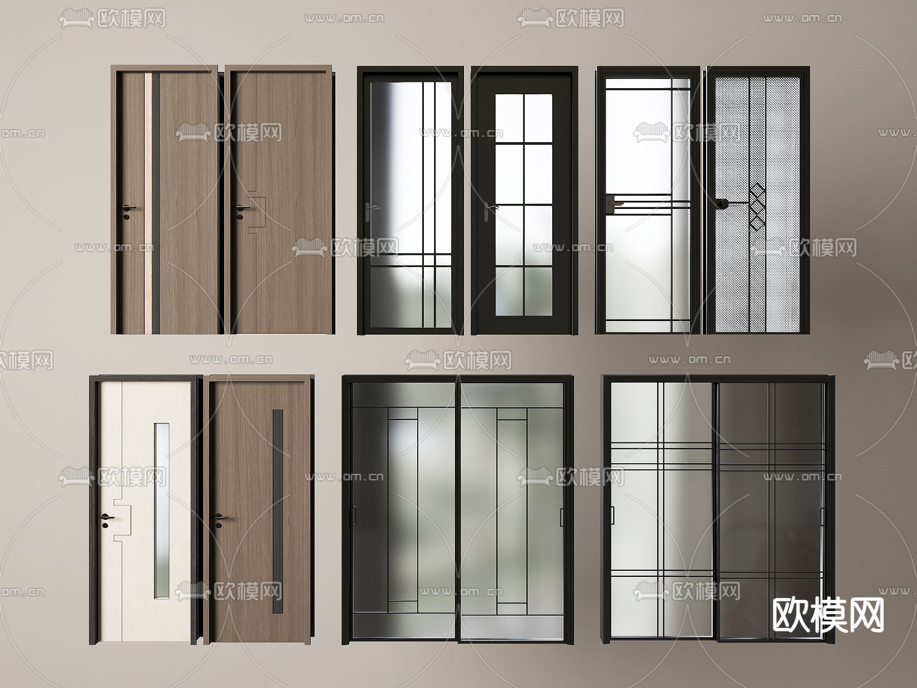 新中式室内门 木门3d模型下载