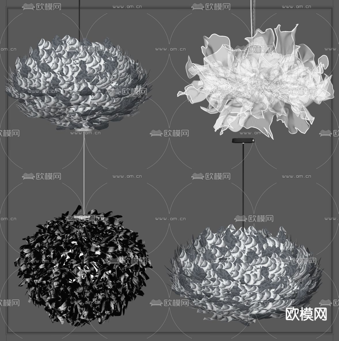 羽毛吊灯 装饰吊灯su模型下载（渲染图1）