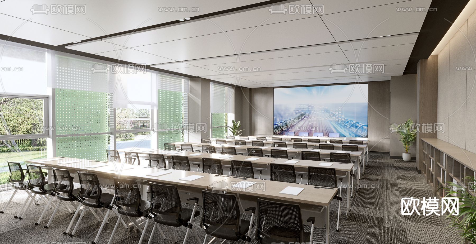 现代会议厅 报告厅3d模型下载