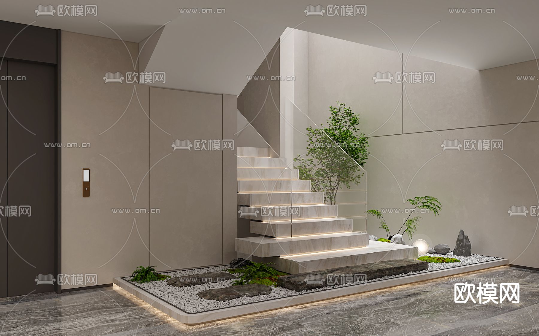 楼梯间造景 扶手楼梯3d模型下载