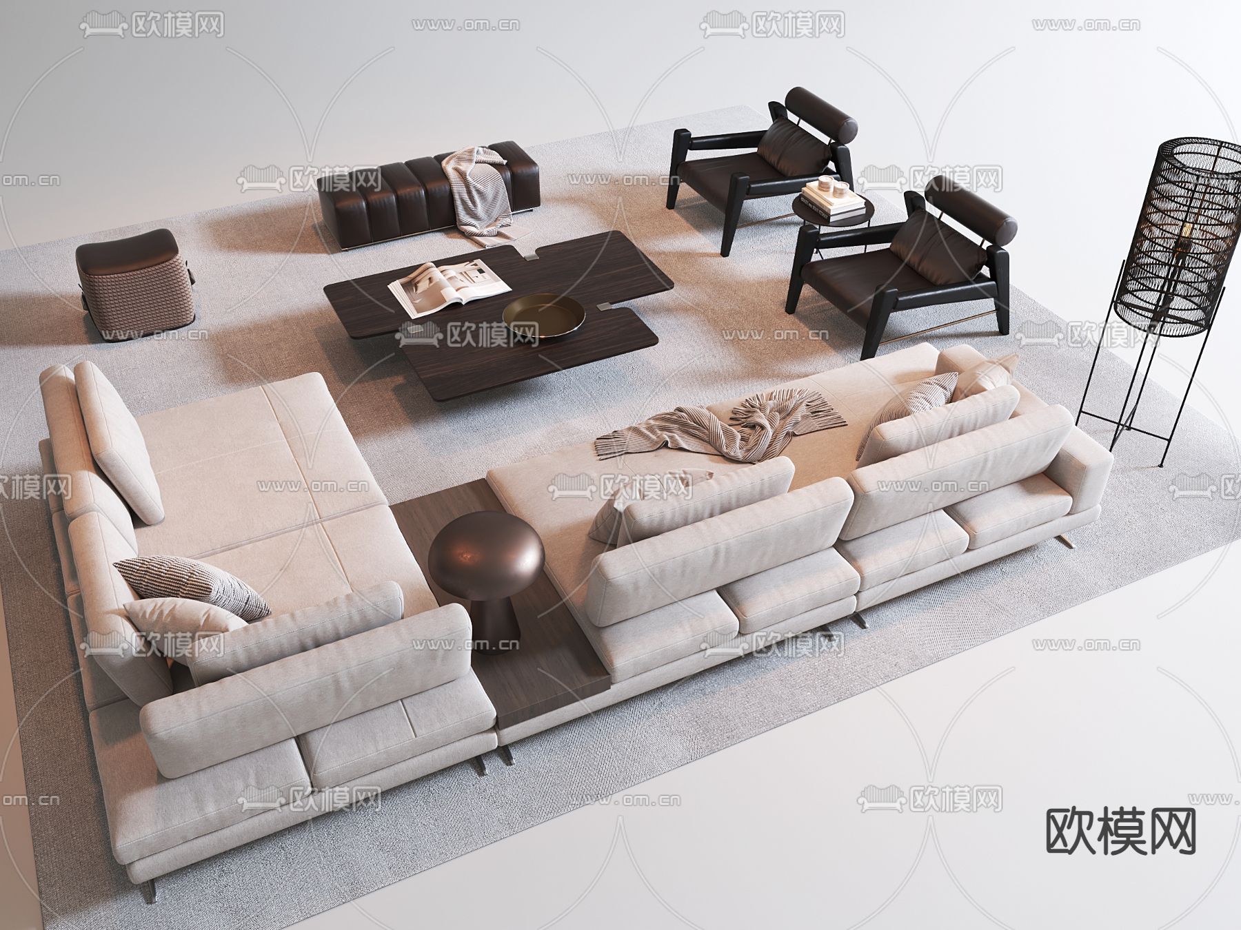 Minotti 意式组合沙发3d模型下载